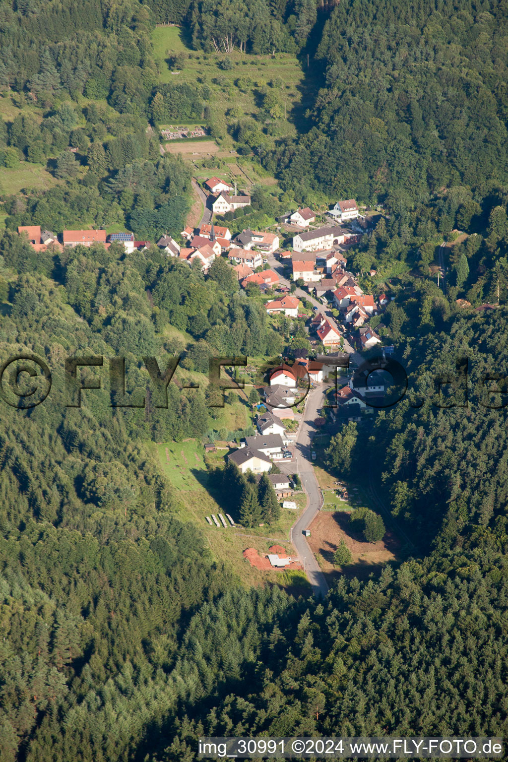 Vue aérienne de Vue sur le village à Dimbach dans le département Rhénanie-Palatinat, Allemagne