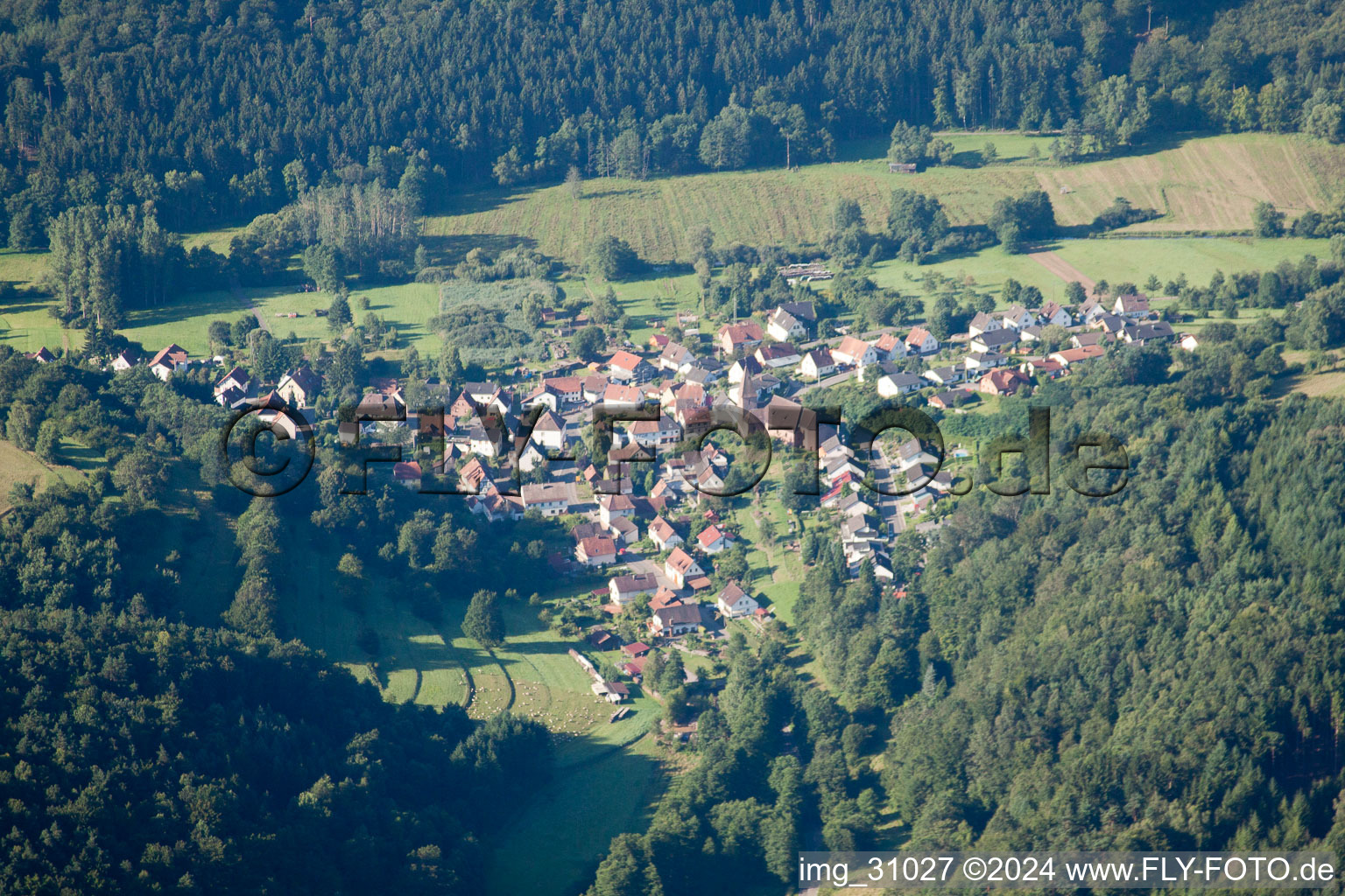 Vue aérienne de Du nord à Niederschlettenbach dans le département Rhénanie-Palatinat, Allemagne