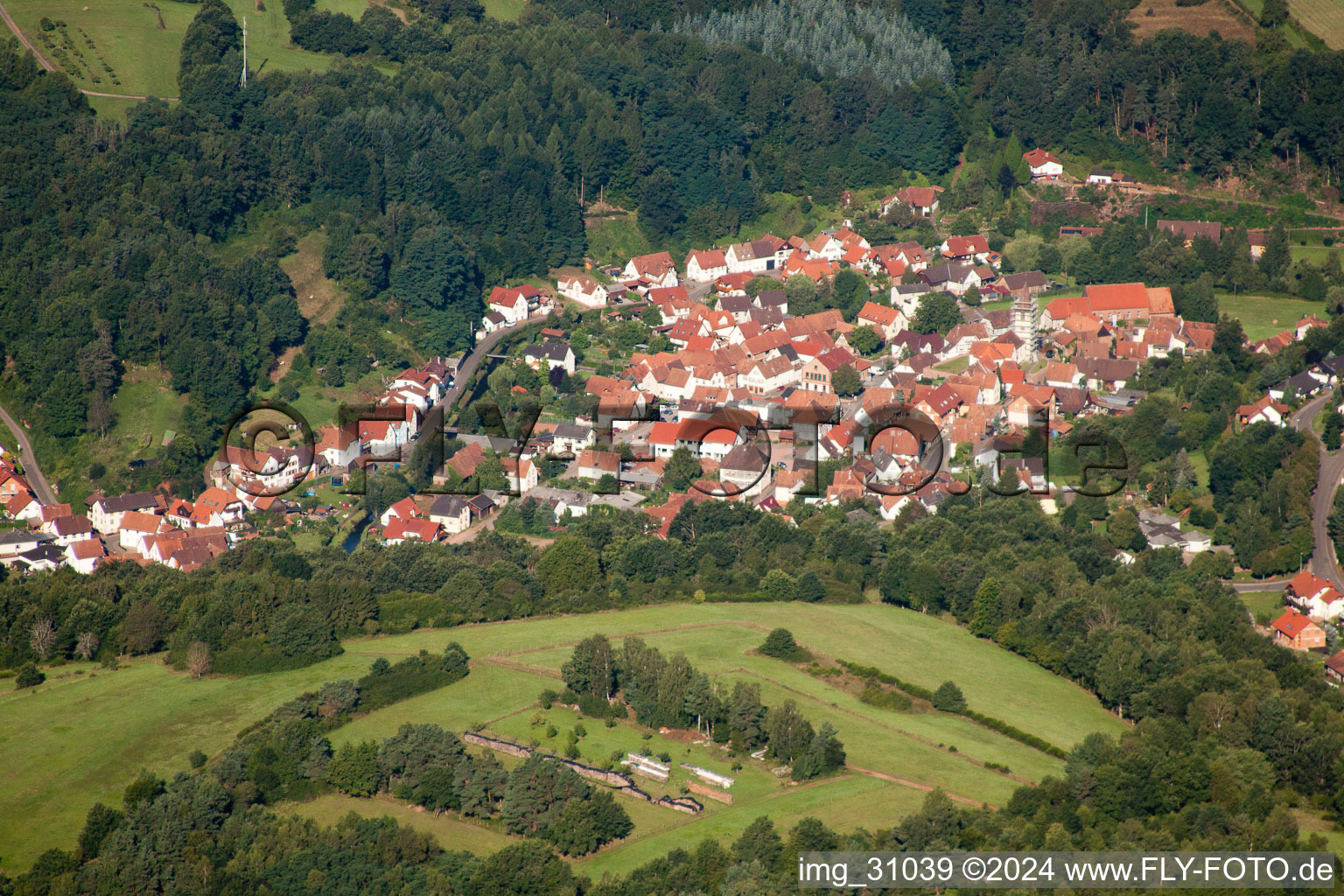 Vue aérienne de De l'est à Bundenthal dans le département Rhénanie-Palatinat, Allemagne