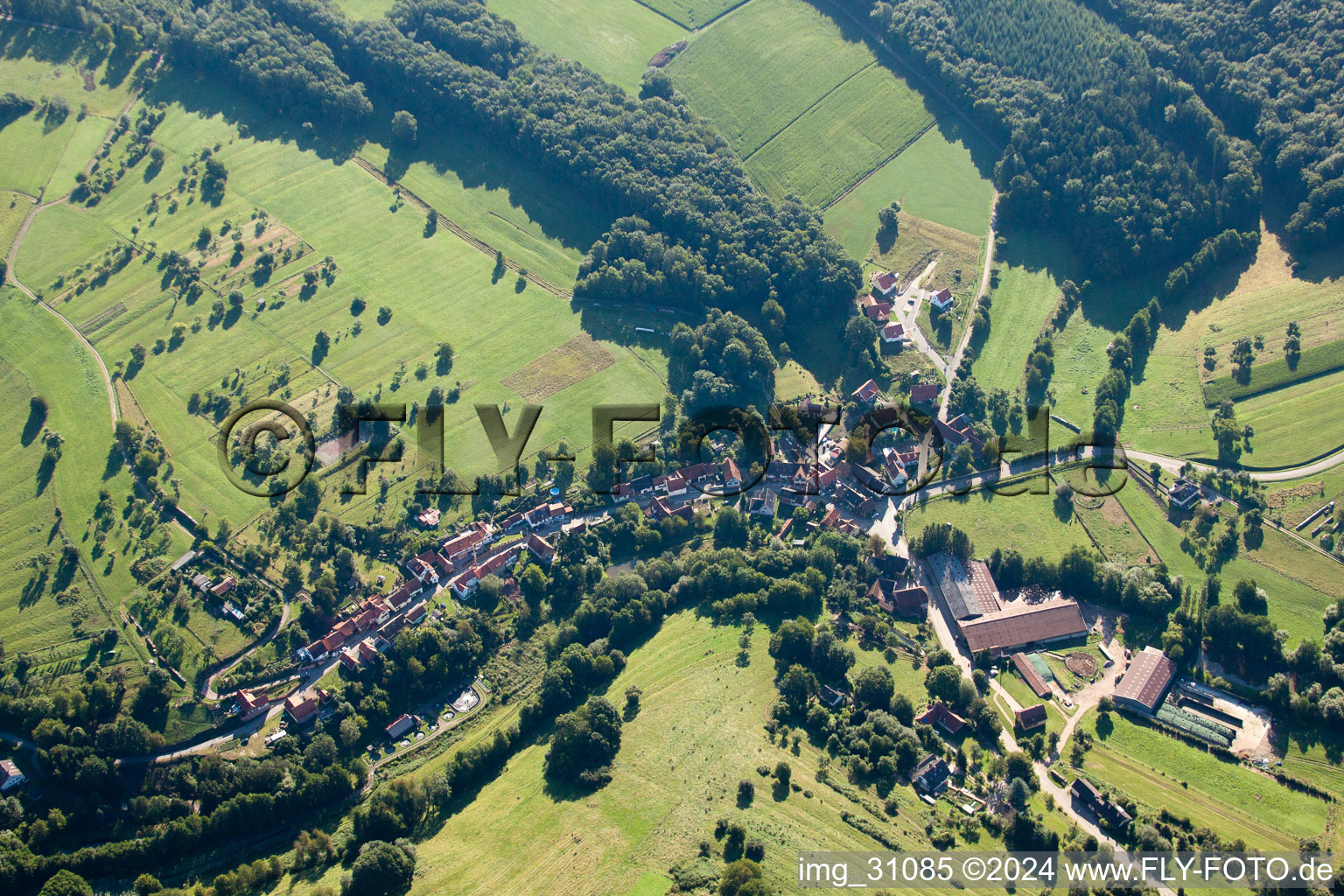 Vue aérienne de Petit Wingen à Wingen dans le département Bas Rhin, France