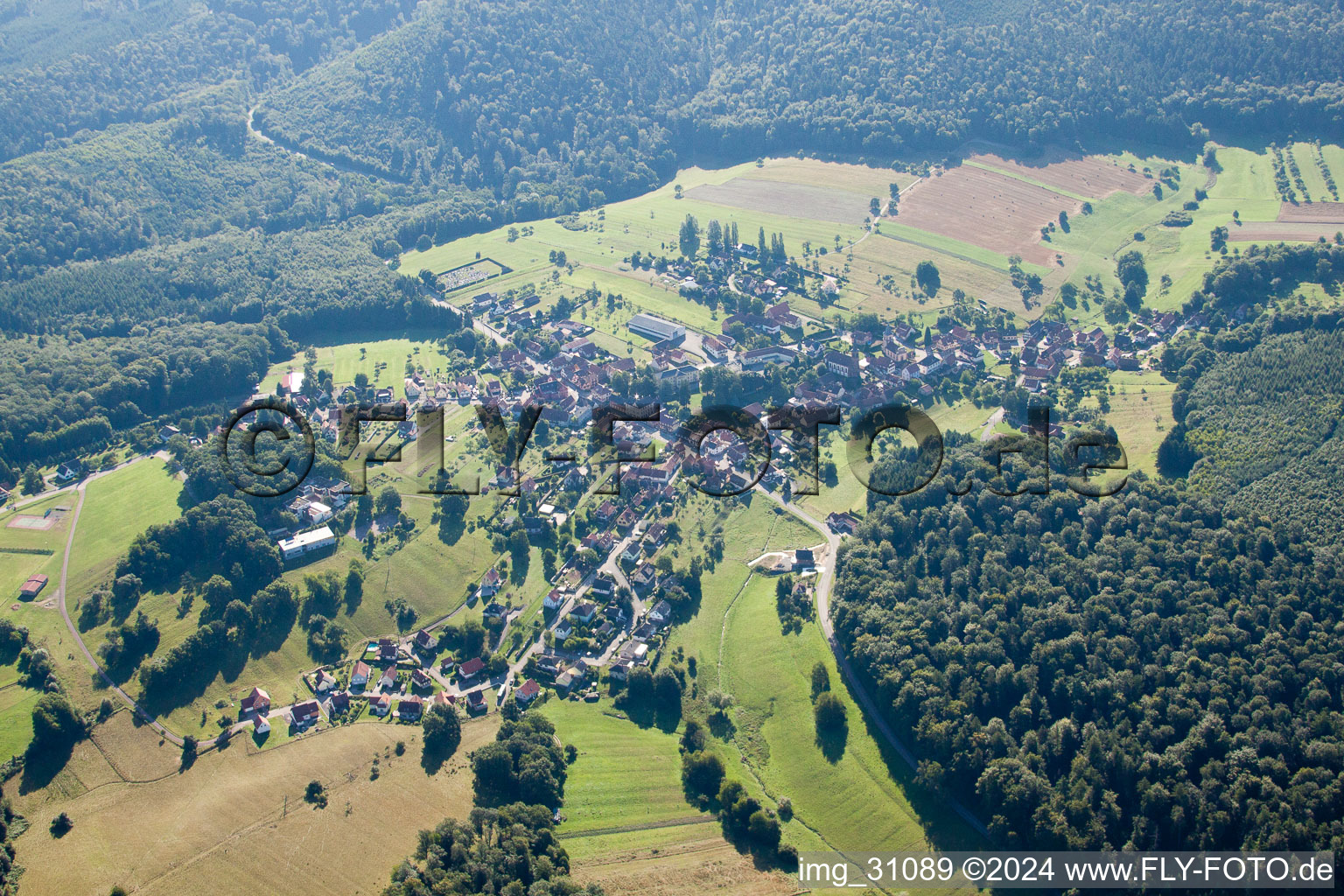 Vue aérienne de Petit Wingen à Wingen dans le département Bas Rhin, France