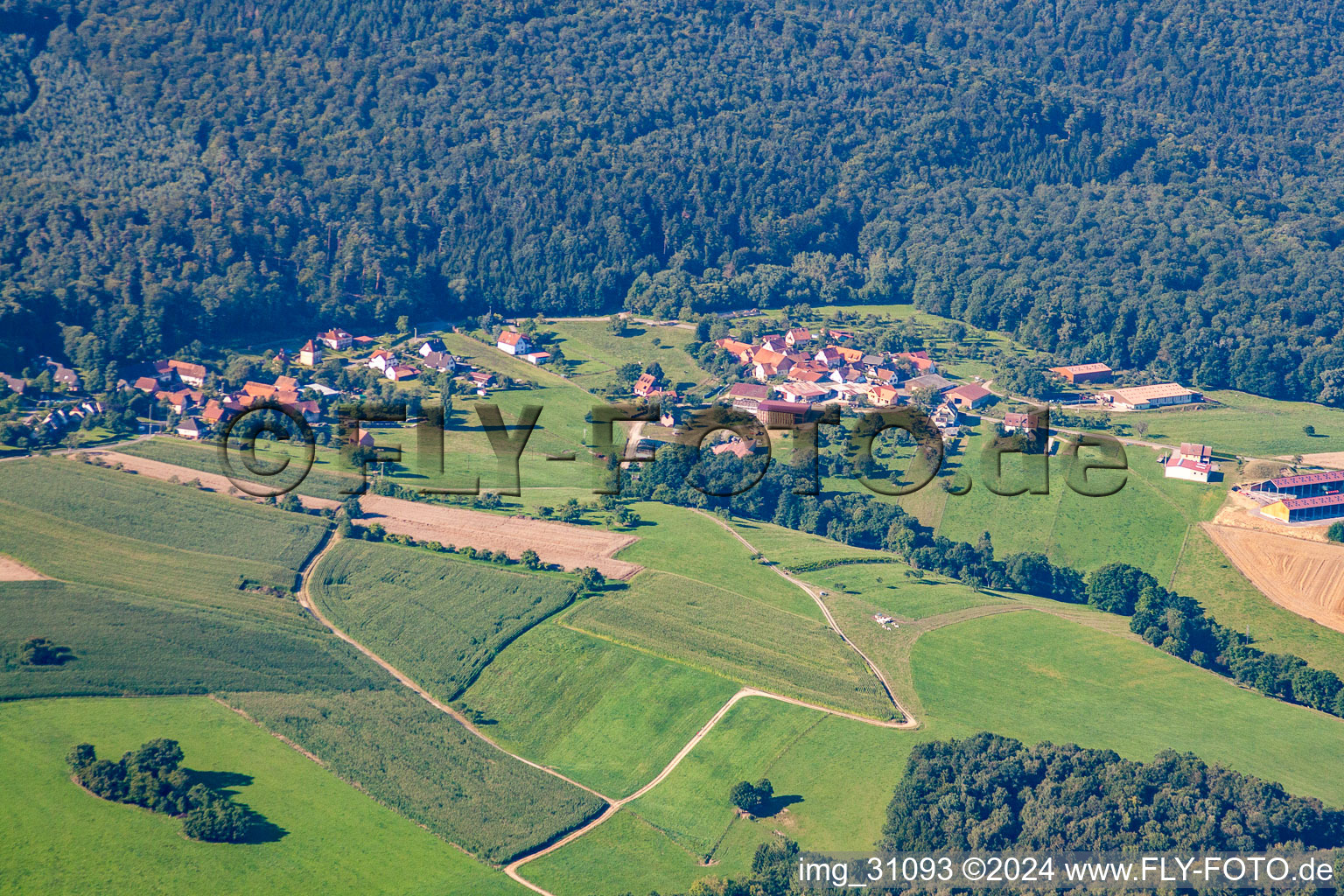 Vue aérienne de Pfaffenbronn à Lembach dans le département Bas Rhin, France