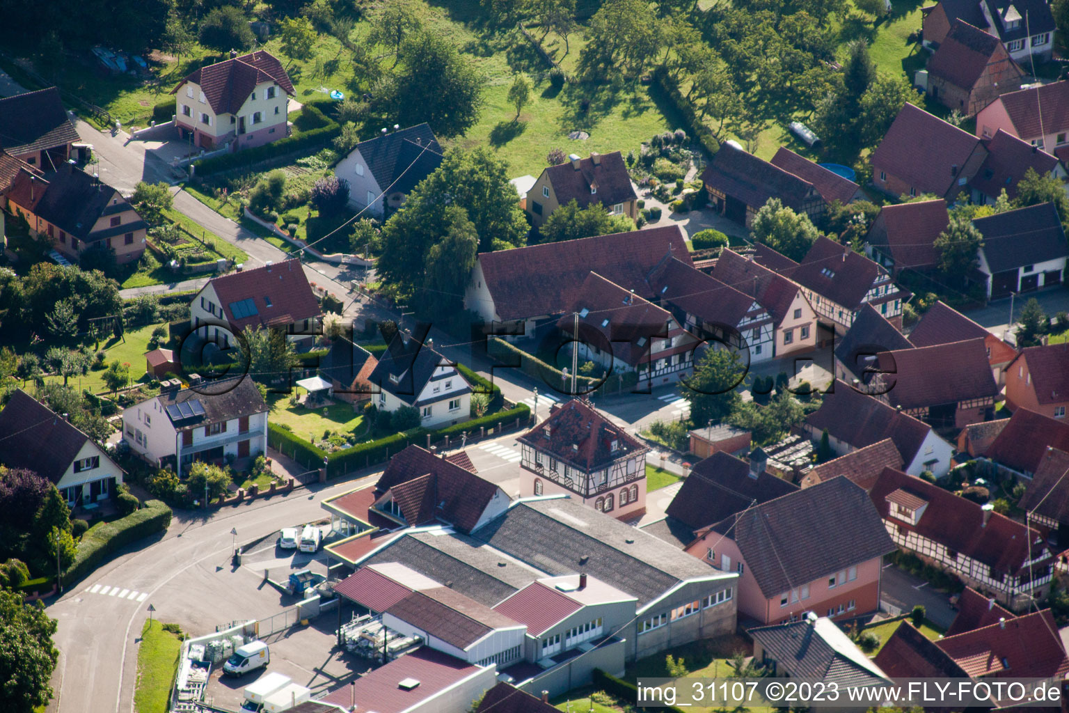 Enregistrement par drone de Oberhoffen-lès-Wissembourg dans le département Bas Rhin, France