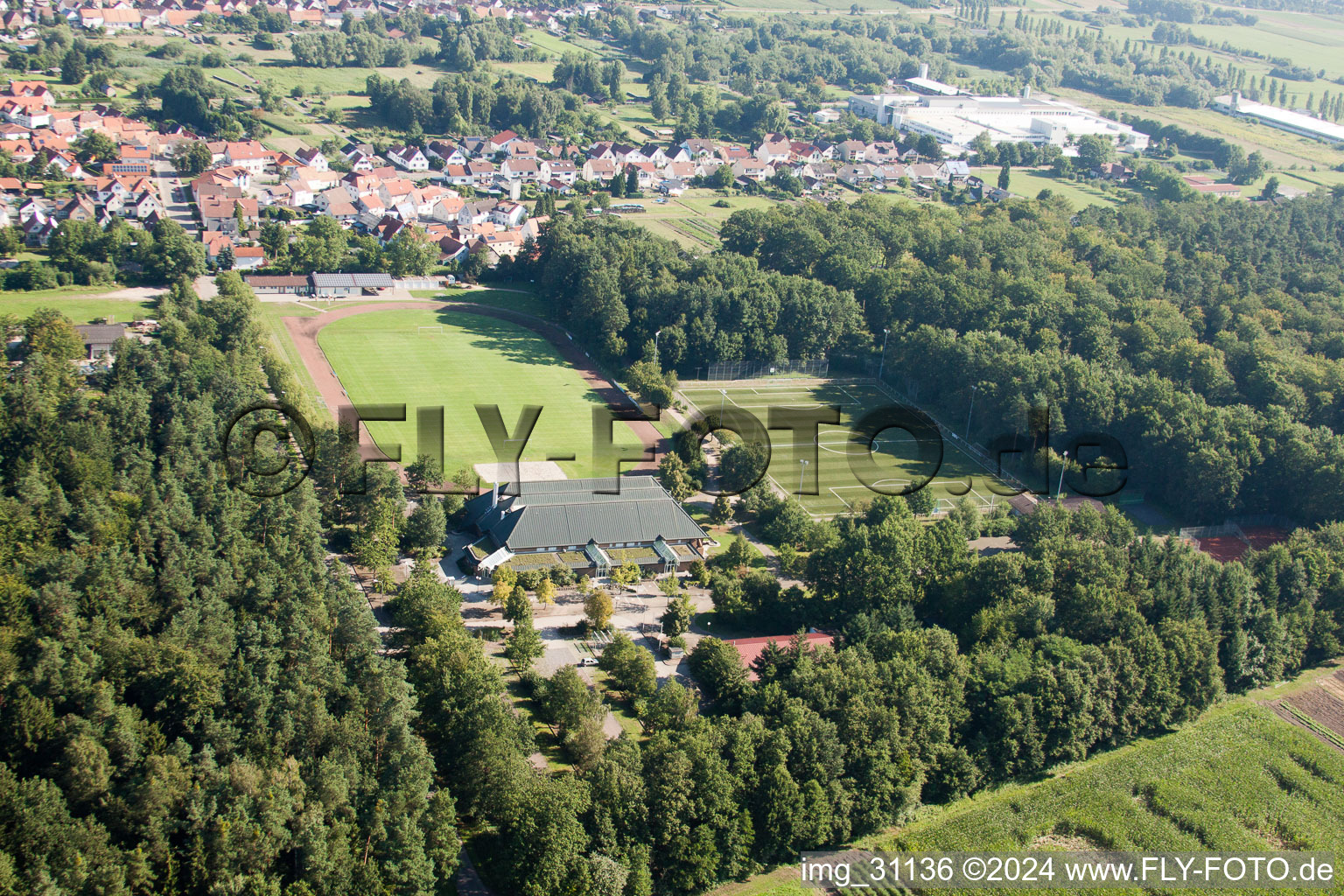 Photographie aérienne de TUS 08 nouveau terrain en gazon artificiel à le quartier Schaidt in Wörth am Rhein dans le département Rhénanie-Palatinat, Allemagne