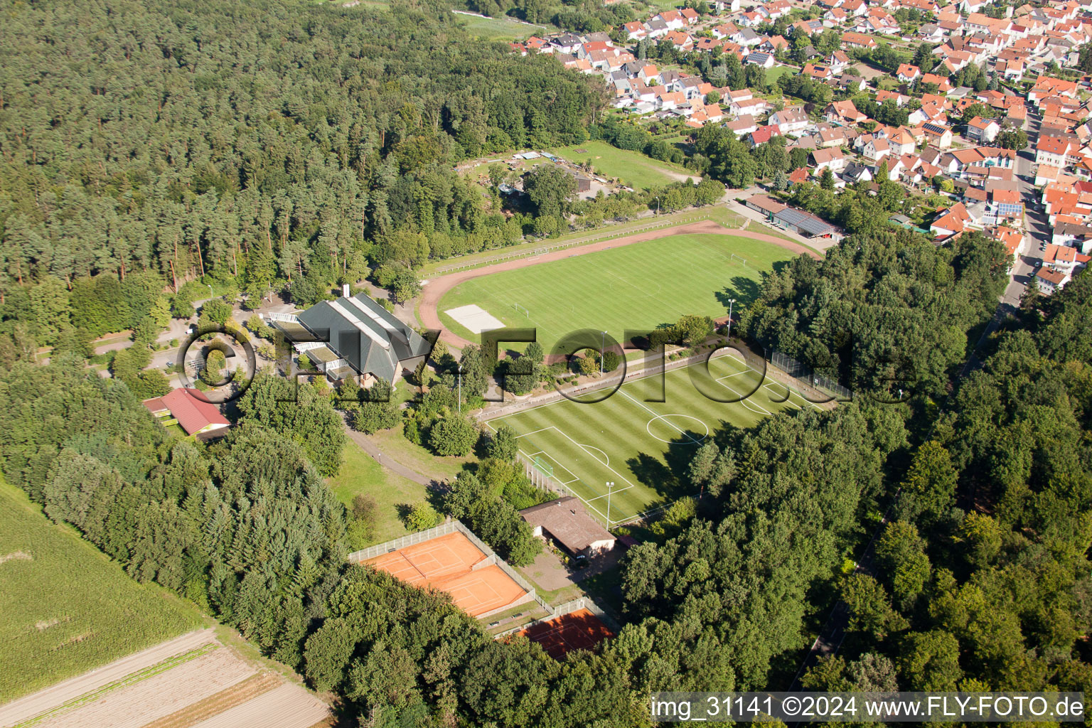 TUS 08 nouveau terrain en gazon artificiel à le quartier Schaidt in Wörth am Rhein dans le département Rhénanie-Palatinat, Allemagne vue d'en haut