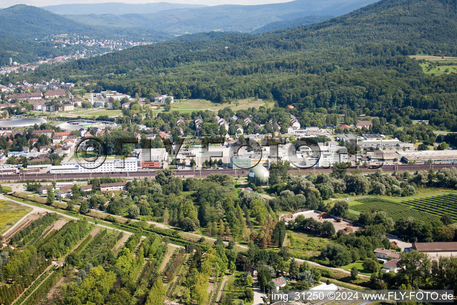 Vue aérienne de Baden-Oos, Remèdes biologiques Heel à le quartier Oos in Baden-Baden dans le département Bade-Wurtemberg, Allemagne