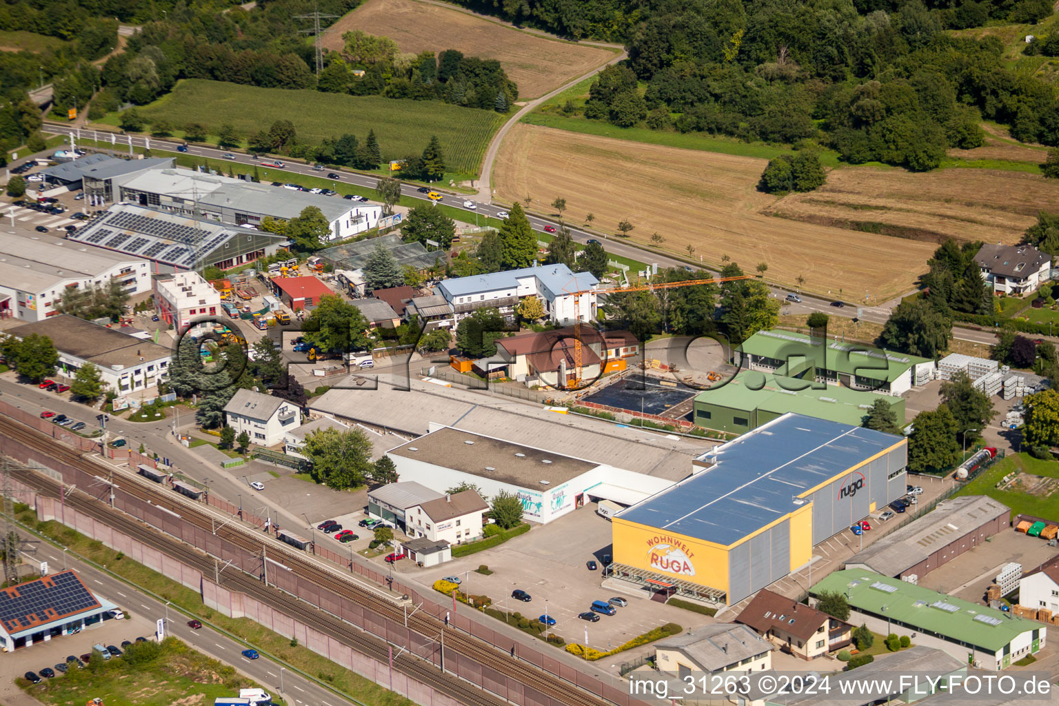 Vue aérienne de Industriestr à Sinzheim dans le département Bade-Wurtemberg, Allemagne