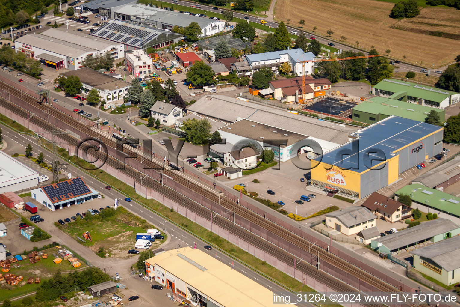 Vue aérienne de Industriestr à Sinzheim dans le département Bade-Wurtemberg, Allemagne