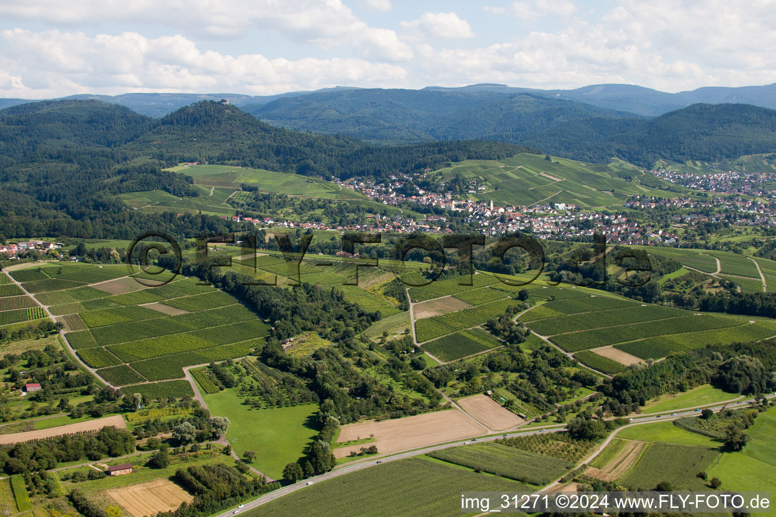 Vue aérienne de Du nord-ouest à le quartier Gallenbach in Baden-Baden dans le département Bade-Wurtemberg, Allemagne