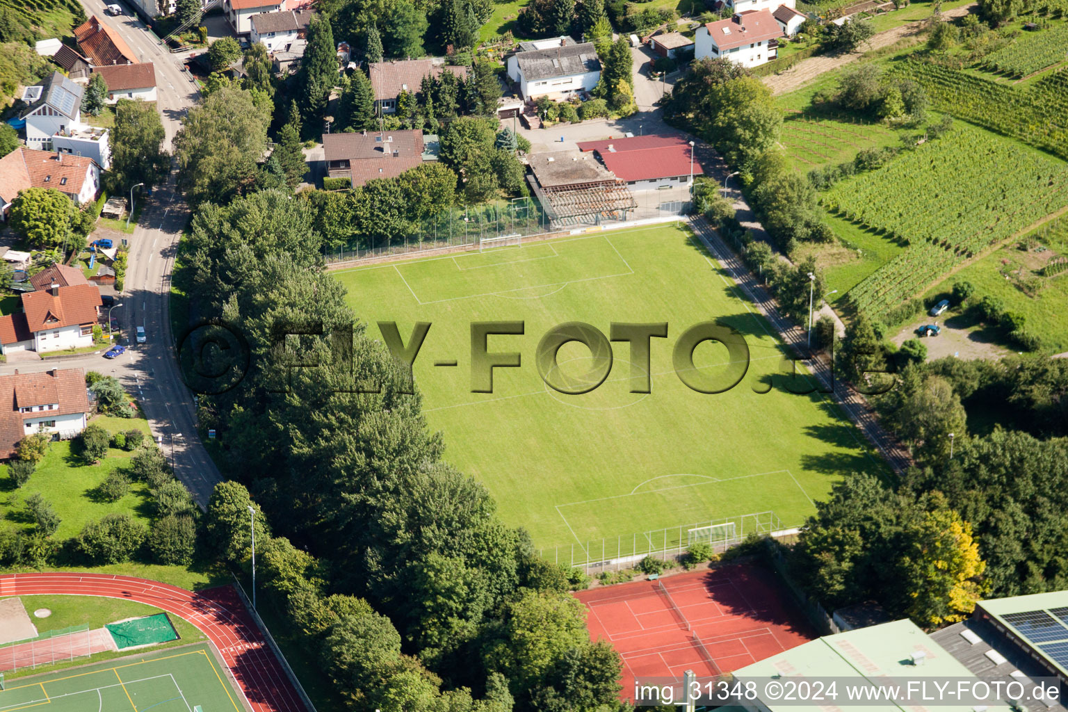 École de sport du sud de Baden, FC Neuweier à le quartier Steinbach in Baden-Baden dans le département Bade-Wurtemberg, Allemagne hors des airs