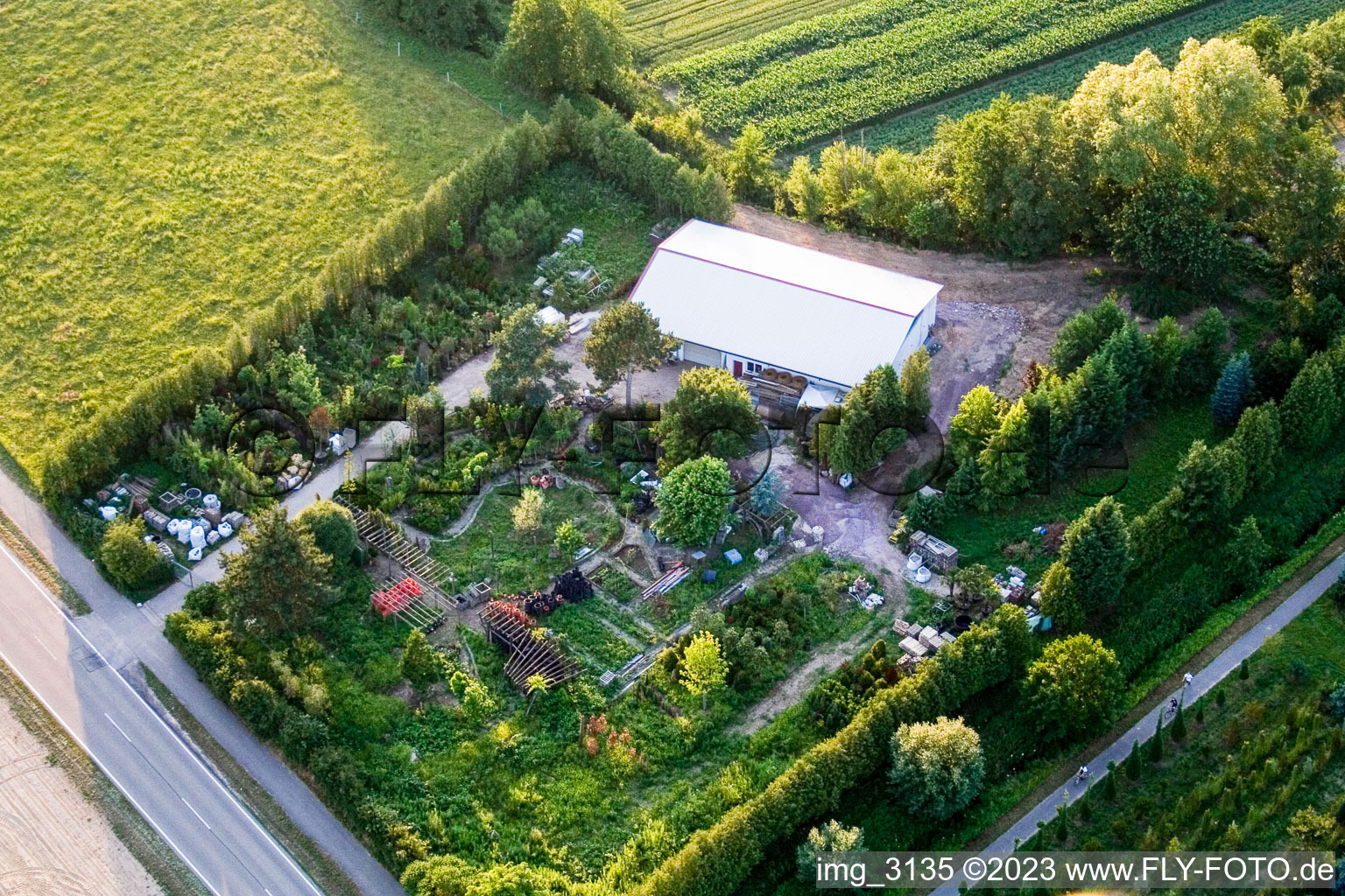 Vue aérienne de Jardinage à Freckenfeld dans le département Rhénanie-Palatinat, Allemagne