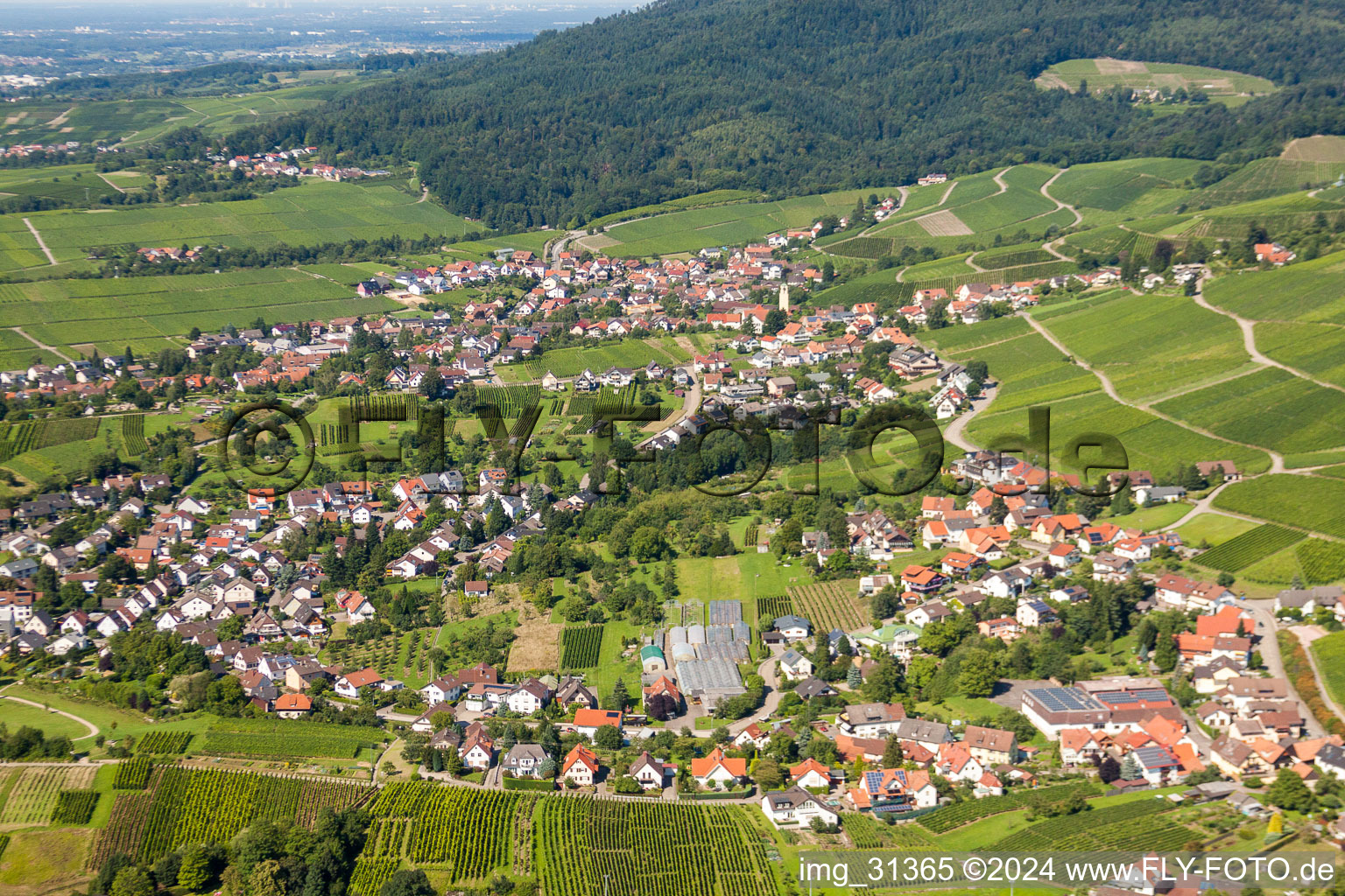 Vue aérienne de Village - vue dans Varnhalt à le quartier Varnhalt in Baden-Baden dans le département Bade-Wurtemberg, Allemagne