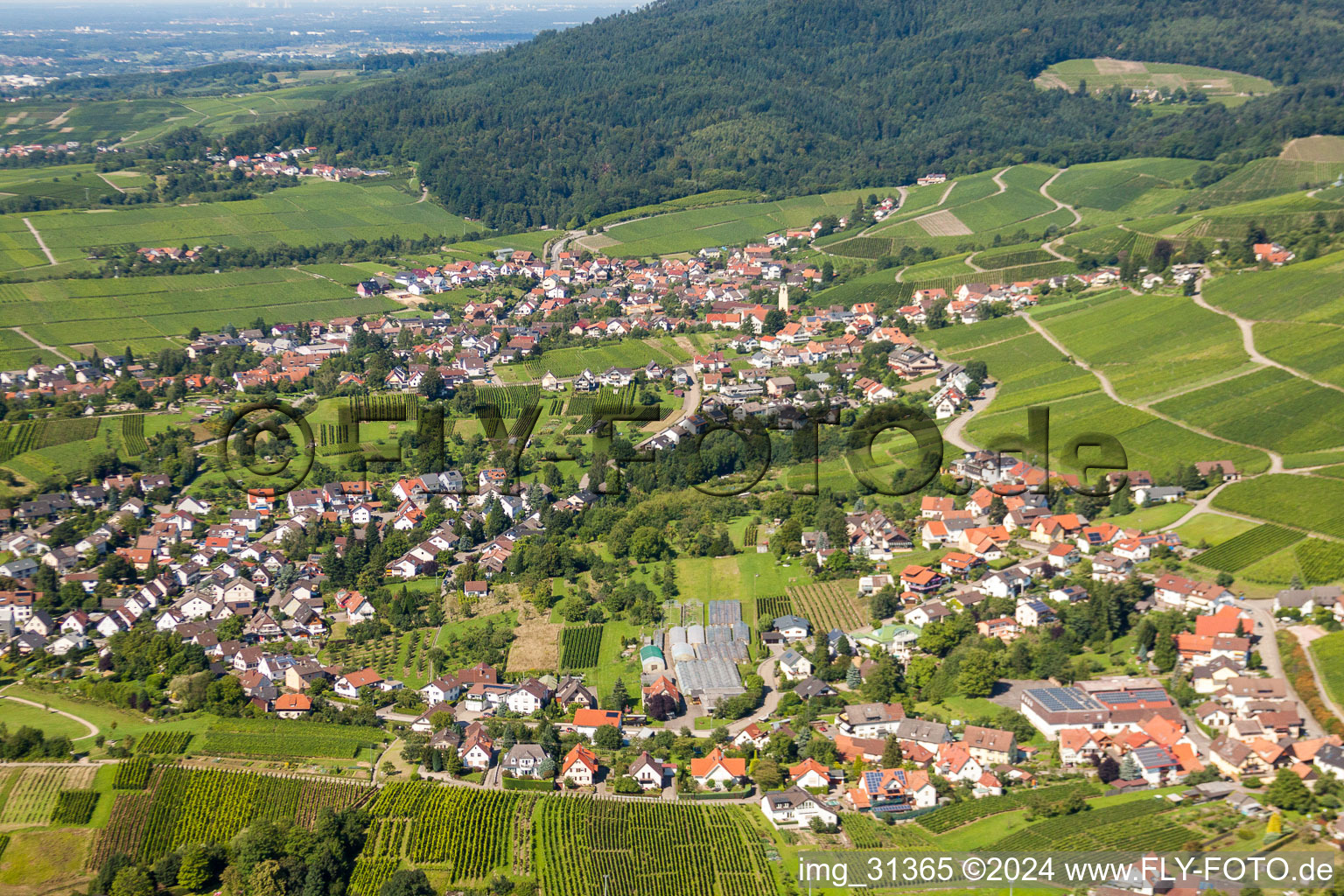 Vue aérienne de Vue sur le village à le quartier Varnhalt in Baden-Baden dans le département Bade-Wurtemberg, Allemagne