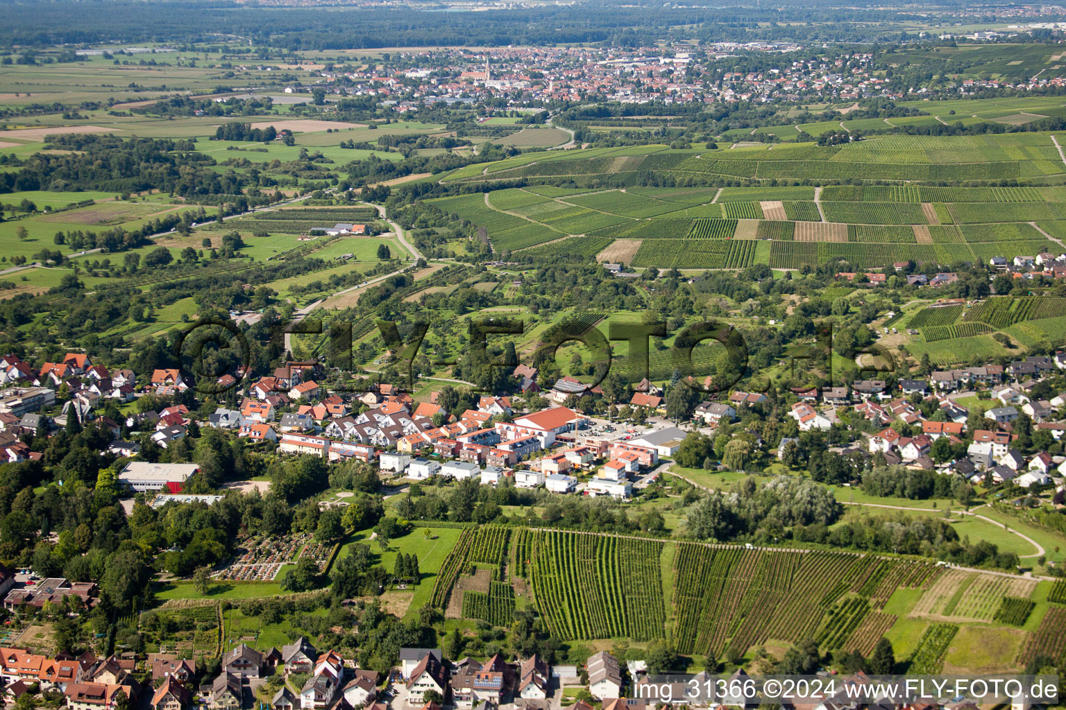 Vue aérienne de Vue sur le village à le quartier Eisental in Bühl dans le département Bade-Wurtemberg, Allemagne