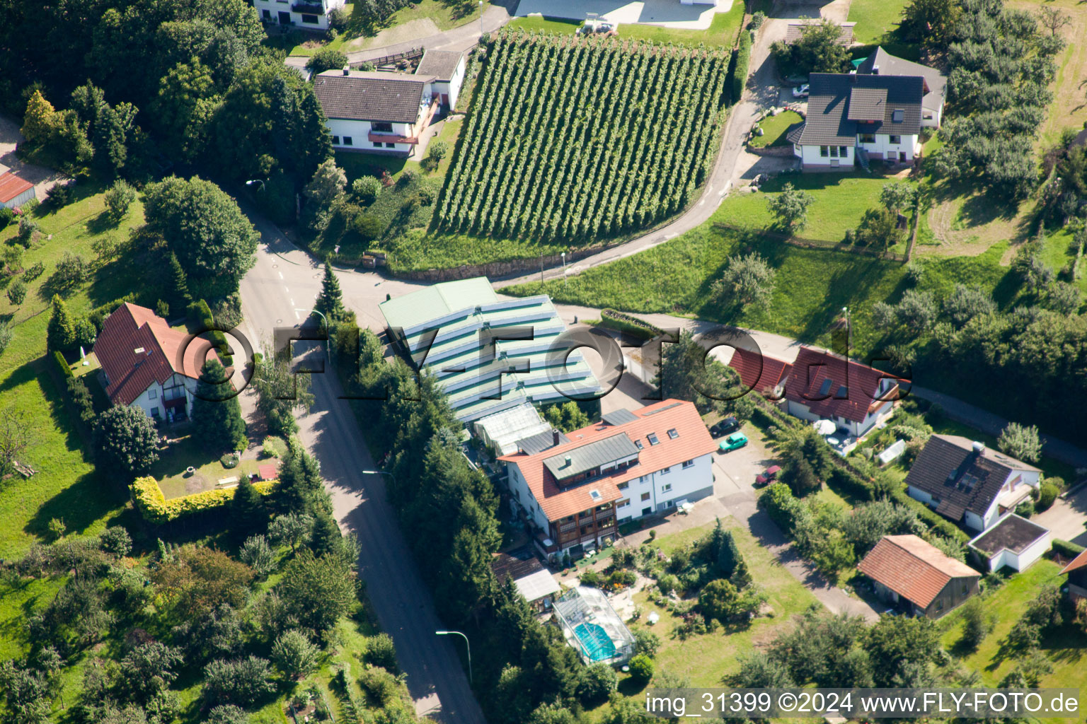 Vue aérienne de Service Frietsch, Domaine Duin à le quartier Riegel in Bühl dans le département Bade-Wurtemberg, Allemagne