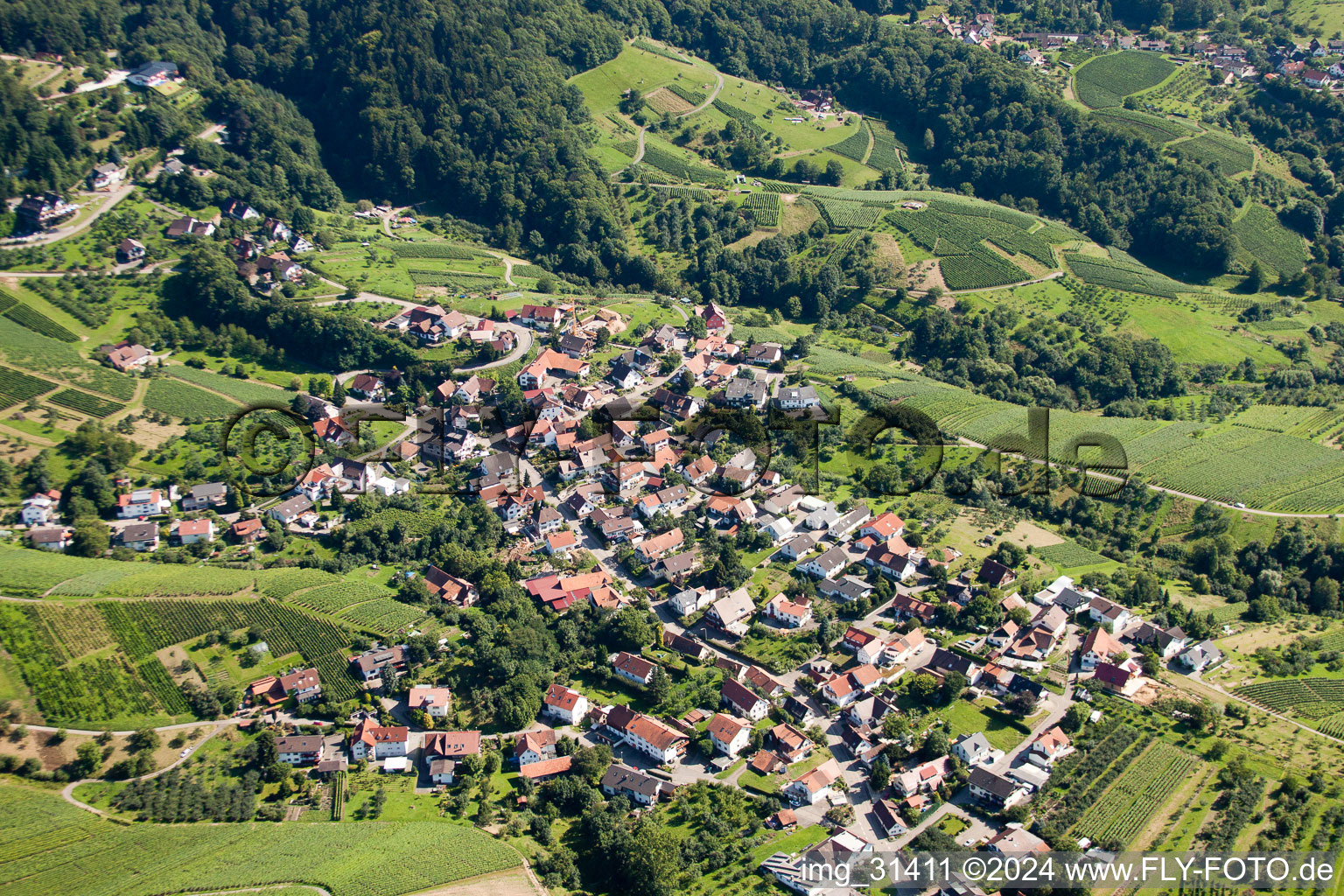 Vue aérienne de Quartier de Kappelwindeck à le quartier Riegel in Bühl dans le département Bade-Wurtemberg, Allemagne