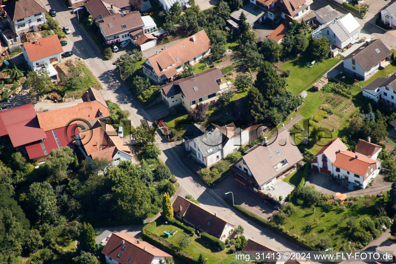 Vue aérienne de Kappelwindeck à le quartier Riegel in Bühl dans le département Bade-Wurtemberg, Allemagne