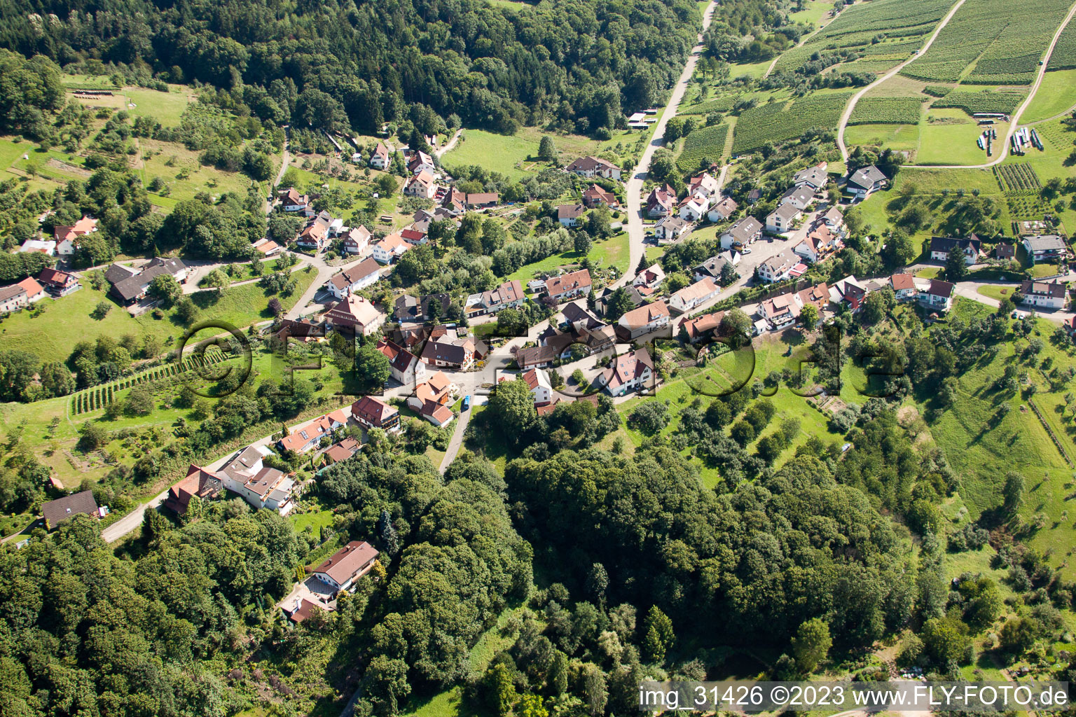 Vue aérienne de Kappelwindeck à le quartier Waldmatt in Bühl dans le département Bade-Wurtemberg, Allemagne