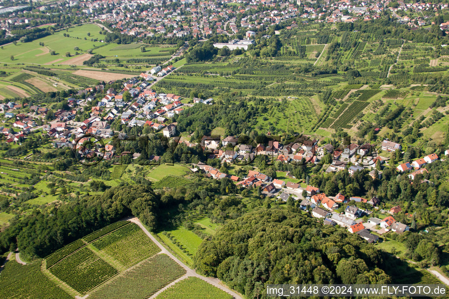 Vue aérienne de Kappelwindeck à le quartier Rittersbach in Bühl dans le département Bade-Wurtemberg, Allemagne