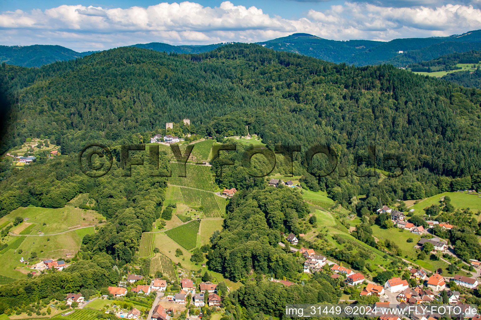 Vue oblique de Château de Windeck à le quartier Riegel in Bühl dans le département Bade-Wurtemberg, Allemagne