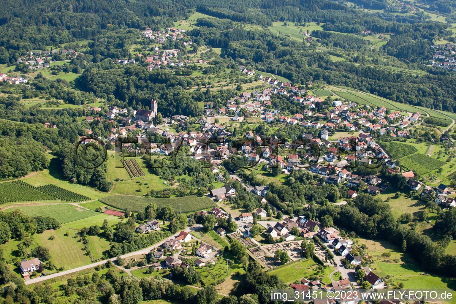 Vue aérienne de Moyeu à Ottersweier dans le département Bade-Wurtemberg, Allemagne