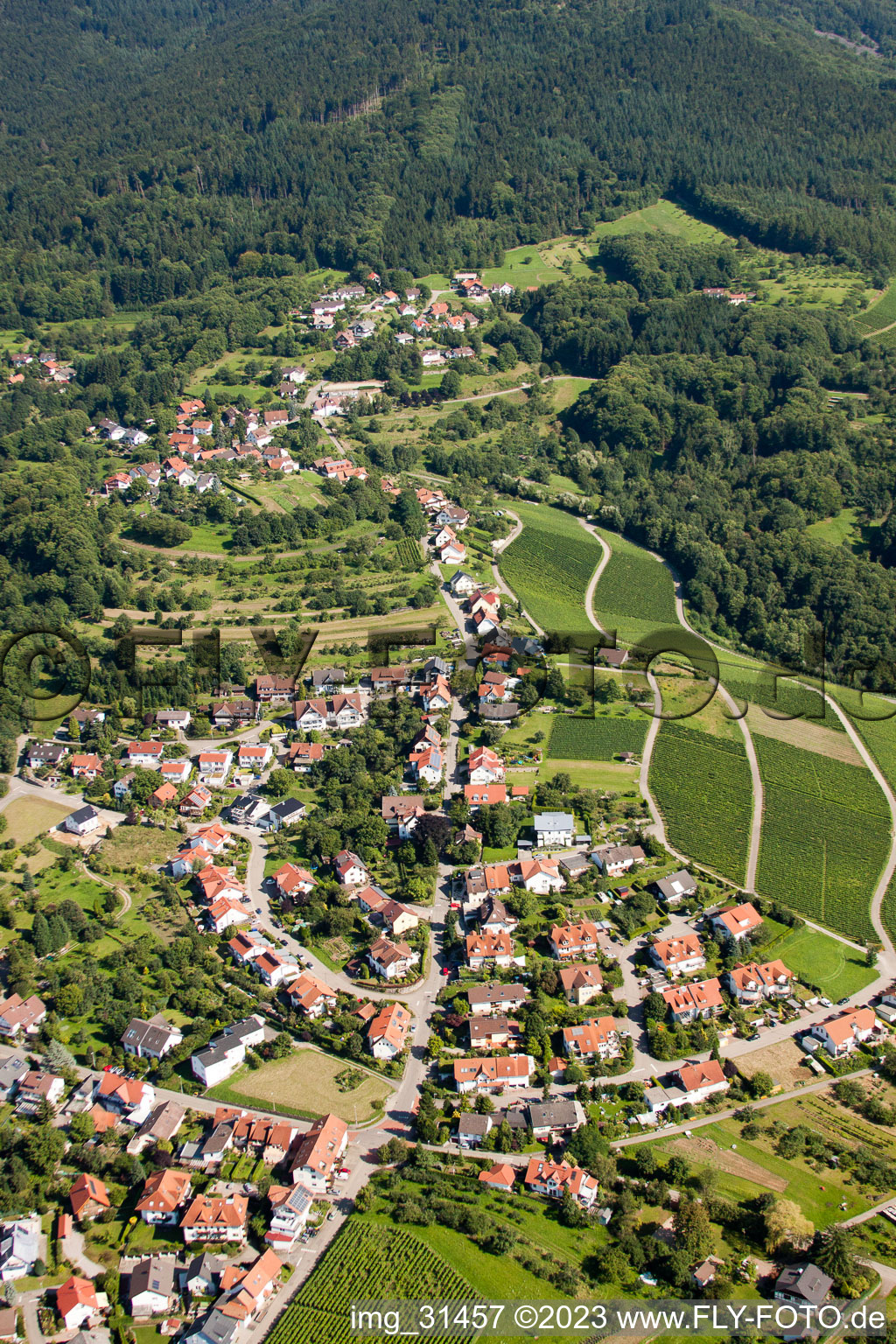 Vue aérienne de Kappelwindeck à le quartier Neusatz in Bühl dans le département Bade-Wurtemberg, Allemagne