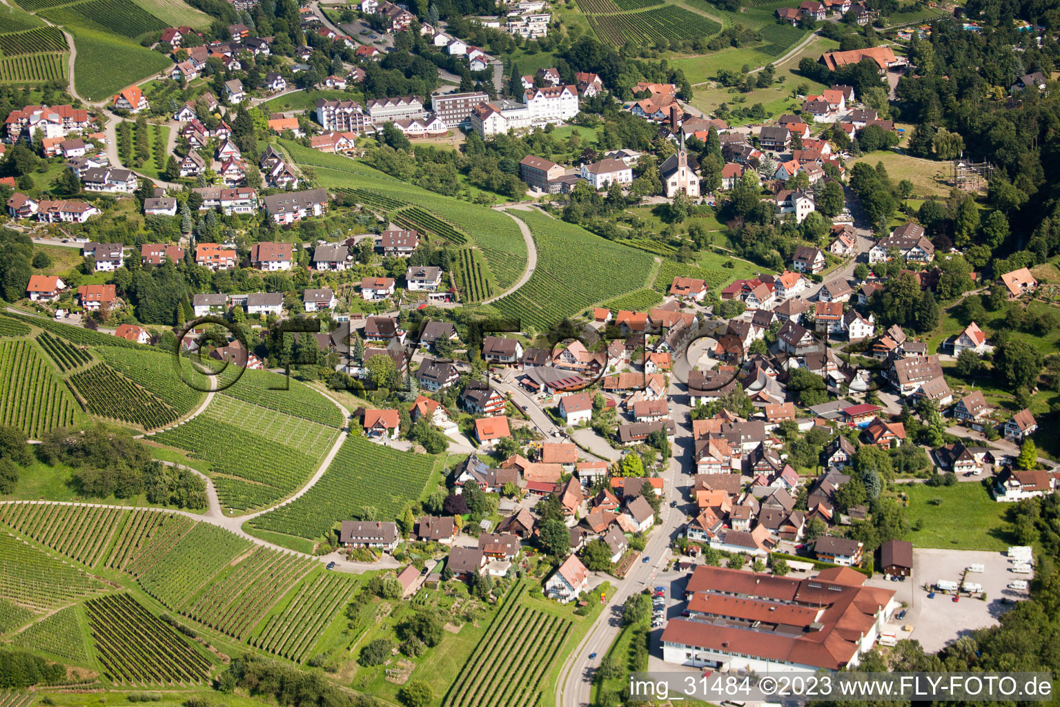 Vue oblique de Obersasbach à Sasbach dans le département Bade-Wurtemberg, Allemagne