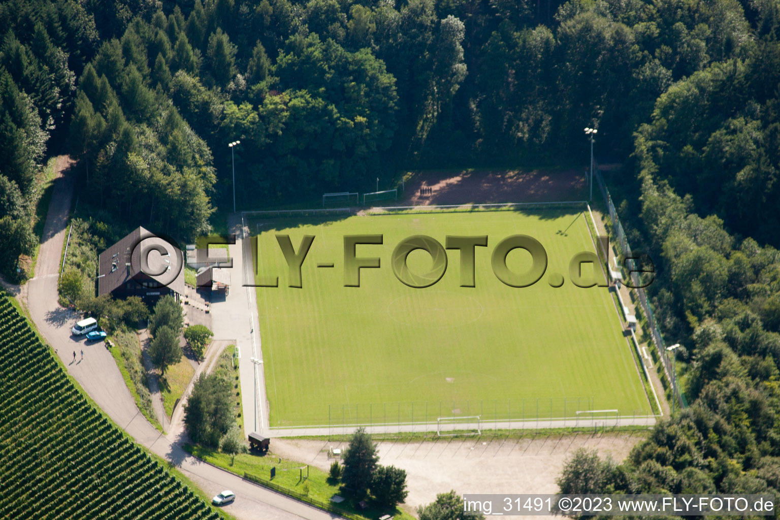 Vue aérienne de Terrain de football à Sasbachwalden dans le département Bade-Wurtemberg, Allemagne