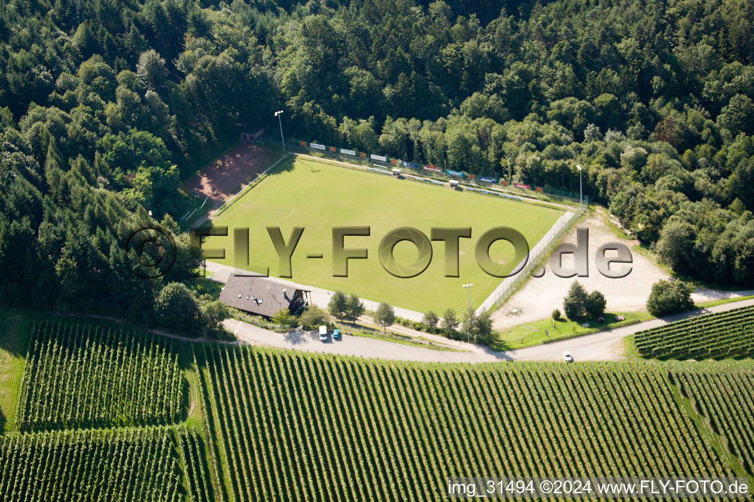 Vue aérienne de Terrain de football à Sasbachwalden dans le département Bade-Wurtemberg, Allemagne