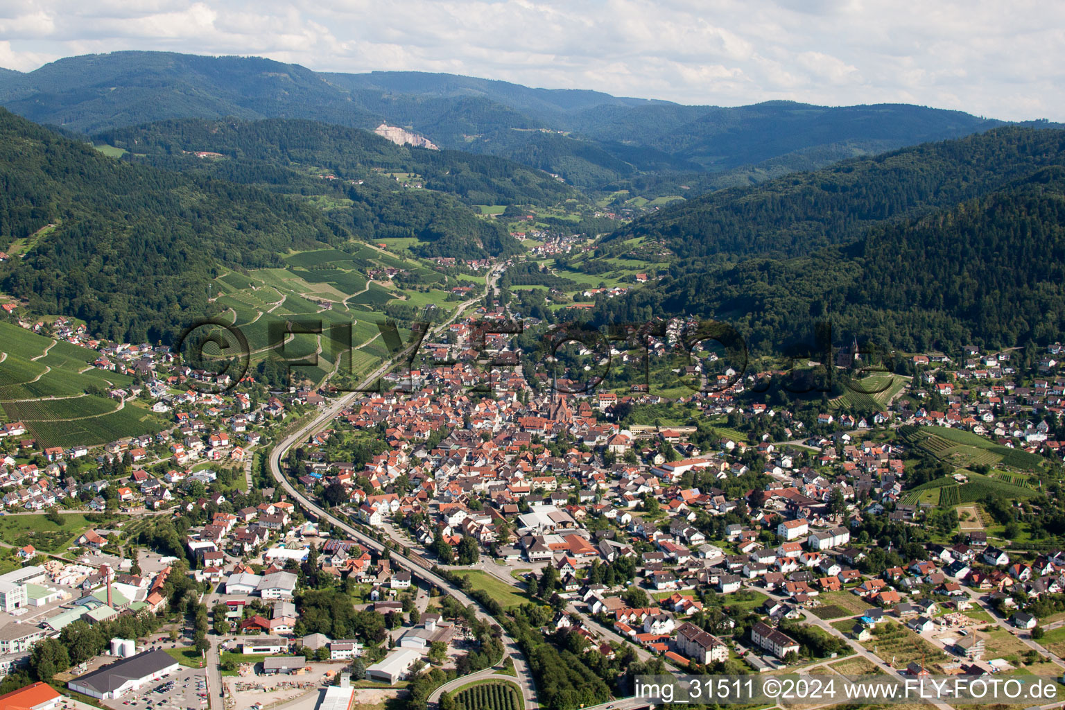 Kappelrodeck dans le département Bade-Wurtemberg, Allemagne hors des airs