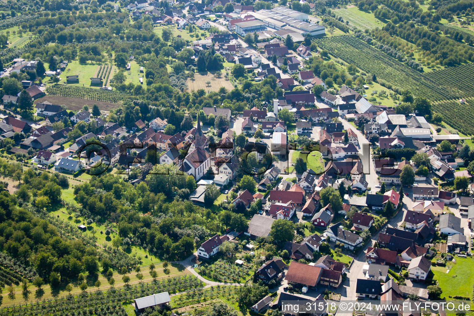 Vue aérienne de Vue des rues et des maisons des quartiers résidentiels à le quartier Mösbach in Achern dans le département Bade-Wurtemberg, Allemagne