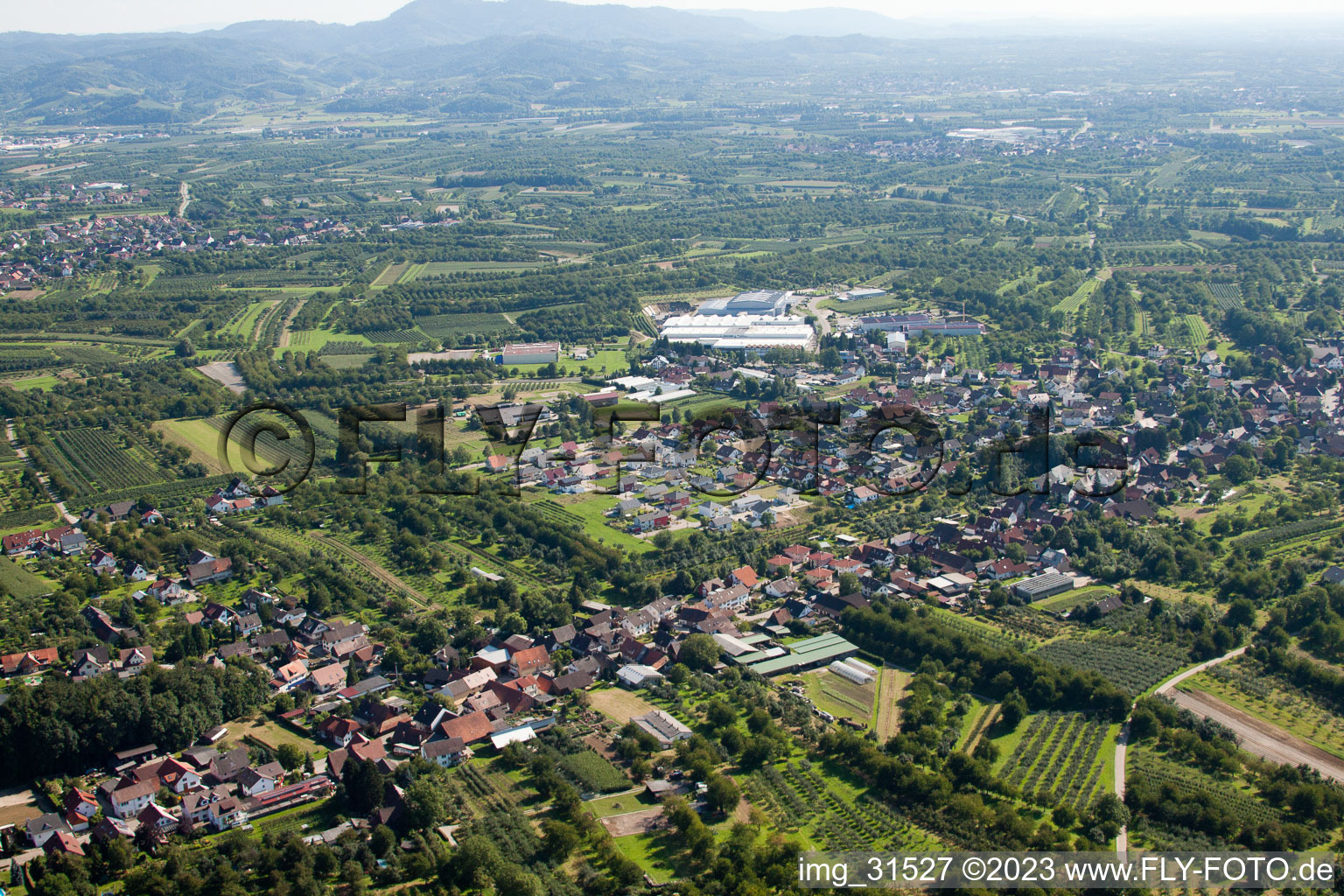 Vue aérienne de Du nord à le quartier Ulm in Renchen dans le département Bade-Wurtemberg, Allemagne