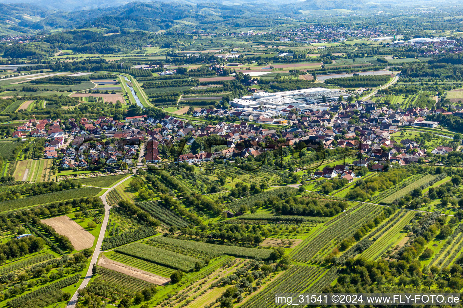 Vue aérienne de Vue sur le village à le quartier Stadelhofen in Oberkirch dans le département Bade-Wurtemberg, Allemagne