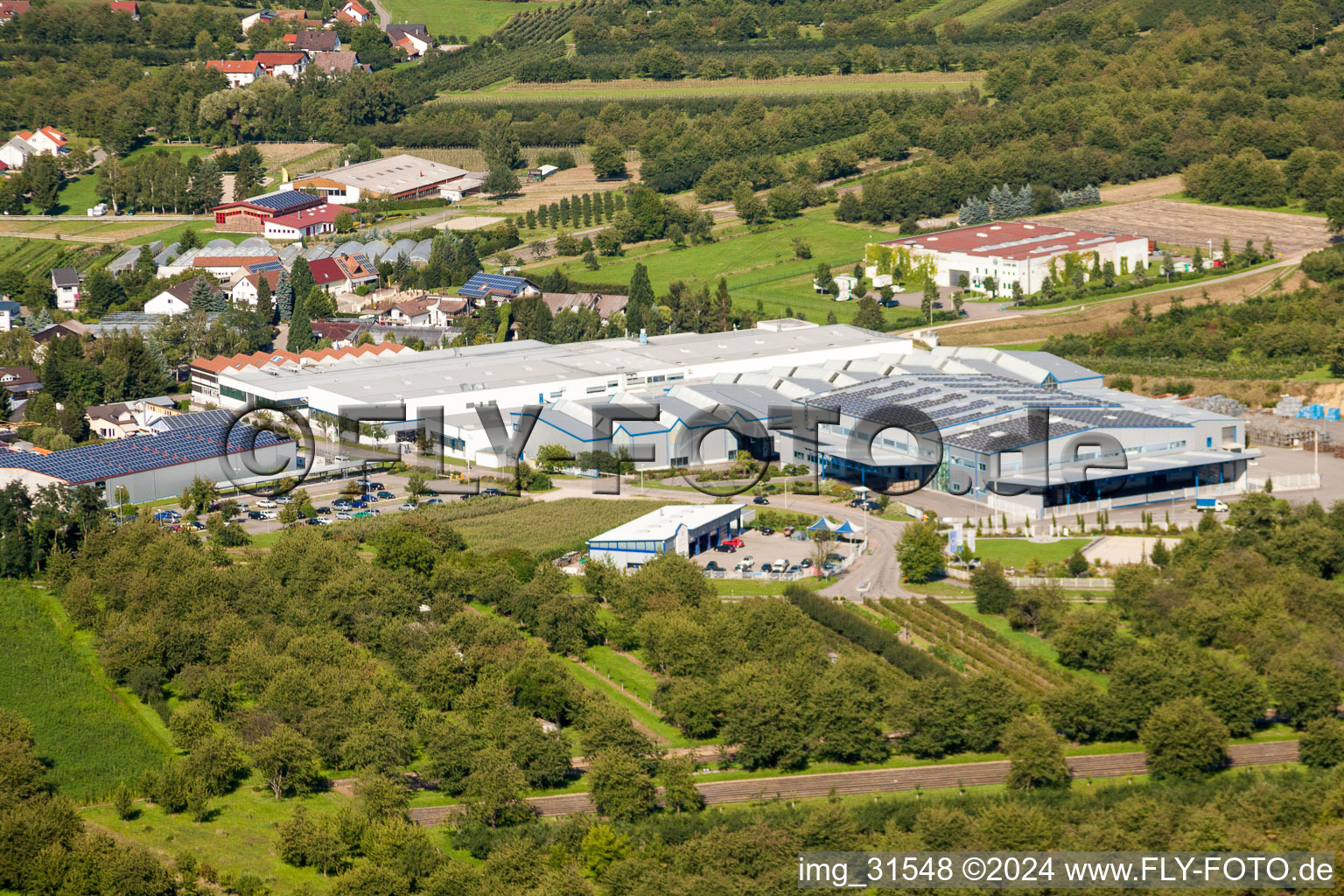 Vue aérienne de Site de l'usine Erdrich Umformtechnik GmbH à le quartier Ulm in Renchen dans le département Bade-Wurtemberg, Allemagne