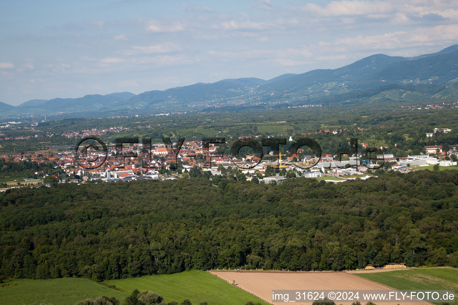 Vue aérienne de Du sud à Renchen dans le département Bade-Wurtemberg, Allemagne