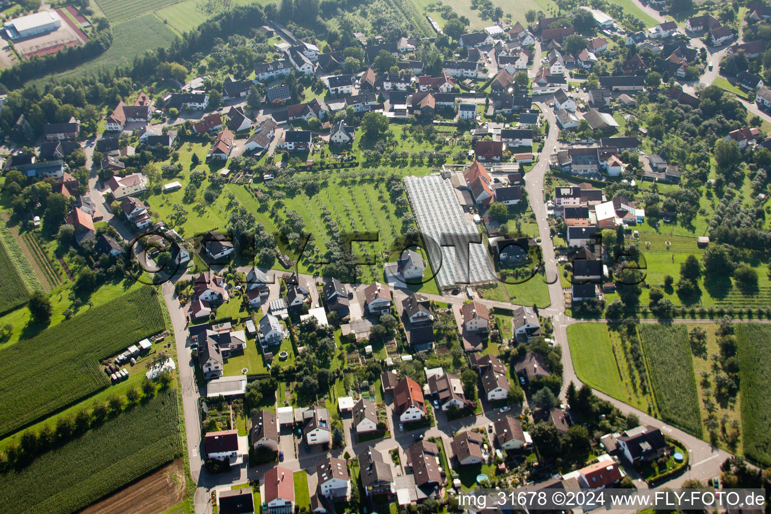 Vue aérienne de Quartier Großweier in Achern dans le département Bade-Wurtemberg, Allemagne