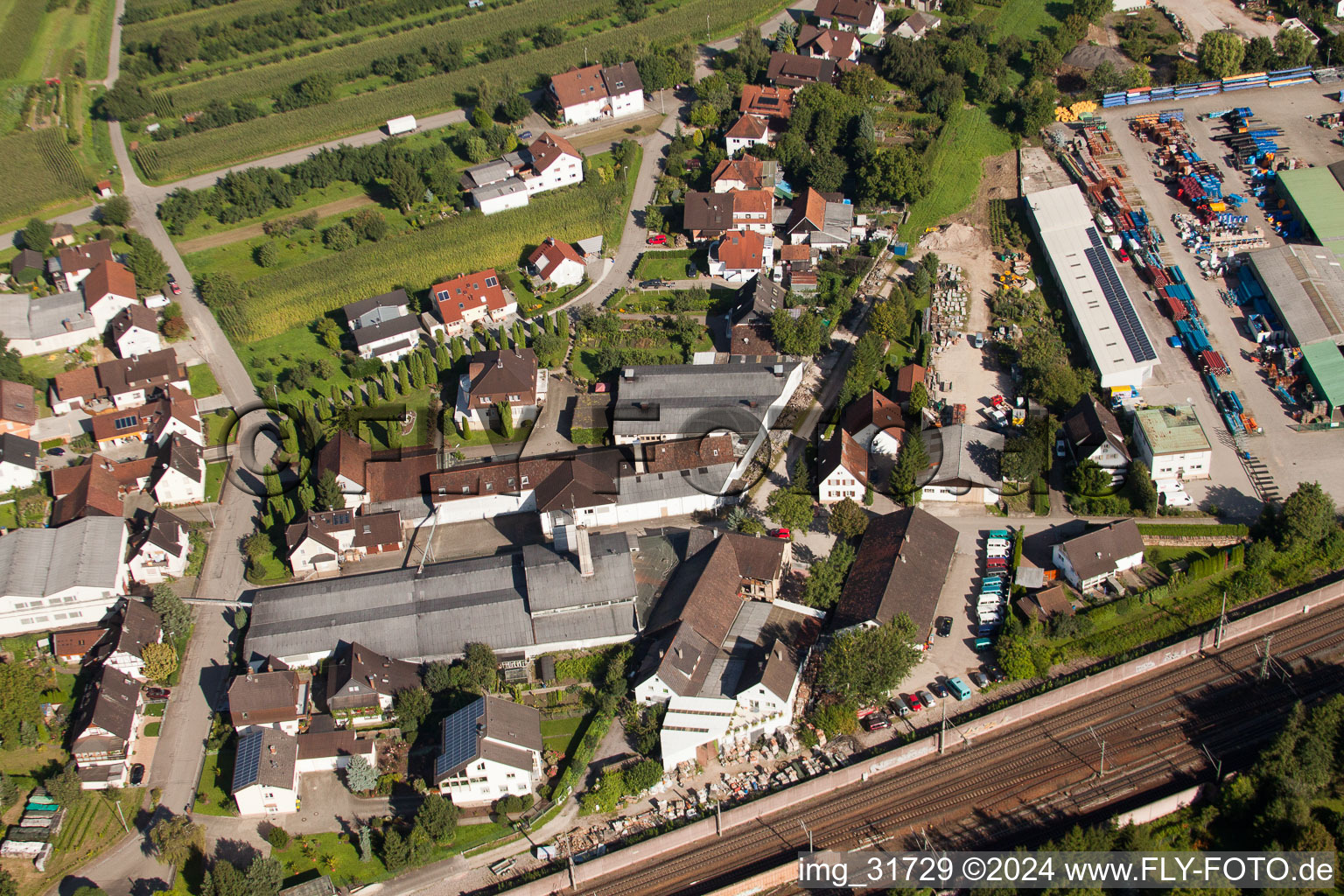 Image drone de Site de l'usine Muffenrohr GmbH à le quartier Hatzenweier in Ottersweier dans le département Bade-Wurtemberg, Allemagne