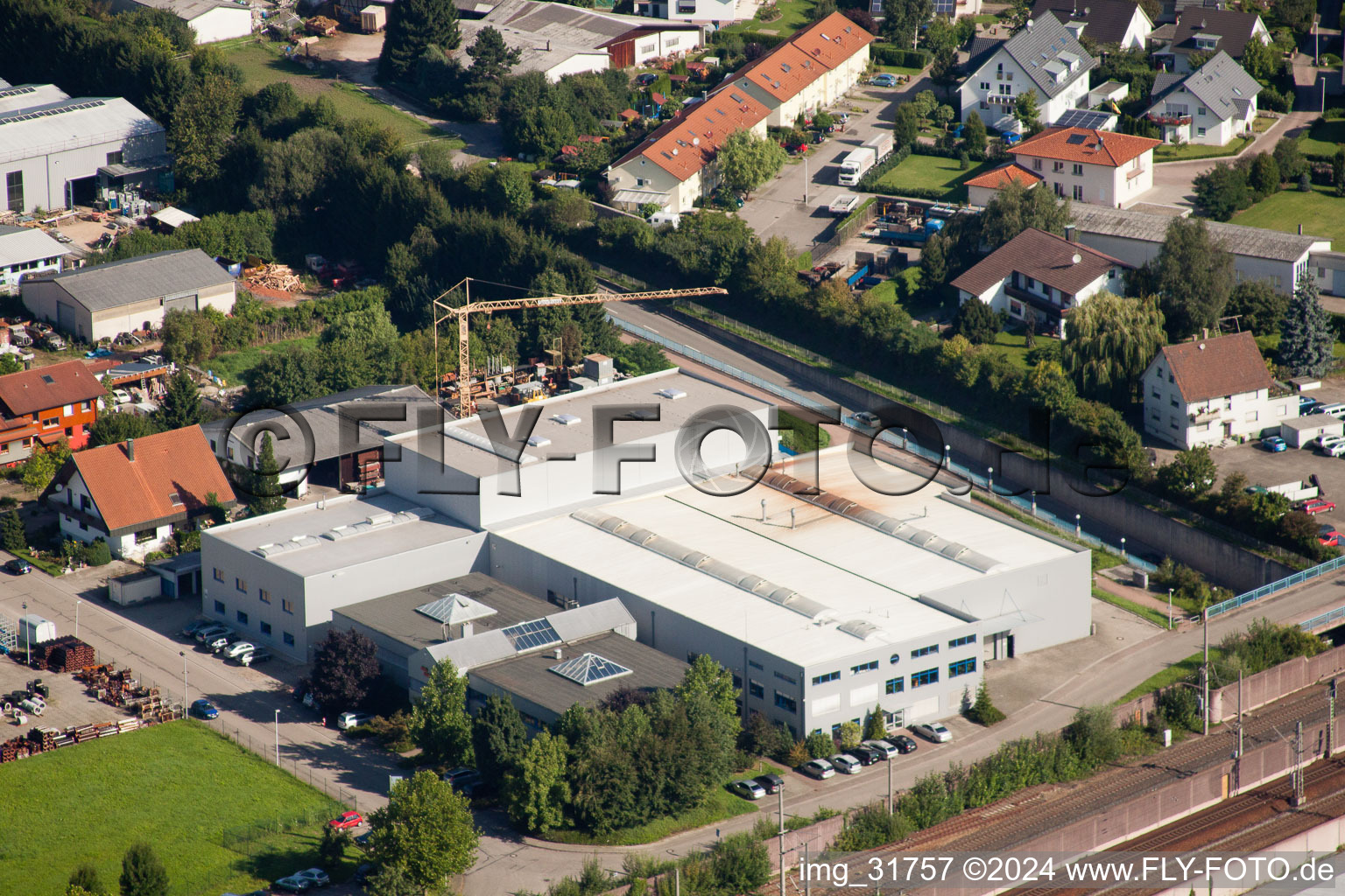 Vue aérienne de Elasto Metal GmbH à le quartier Weier in Ottersweier dans le département Bade-Wurtemberg, Allemagne