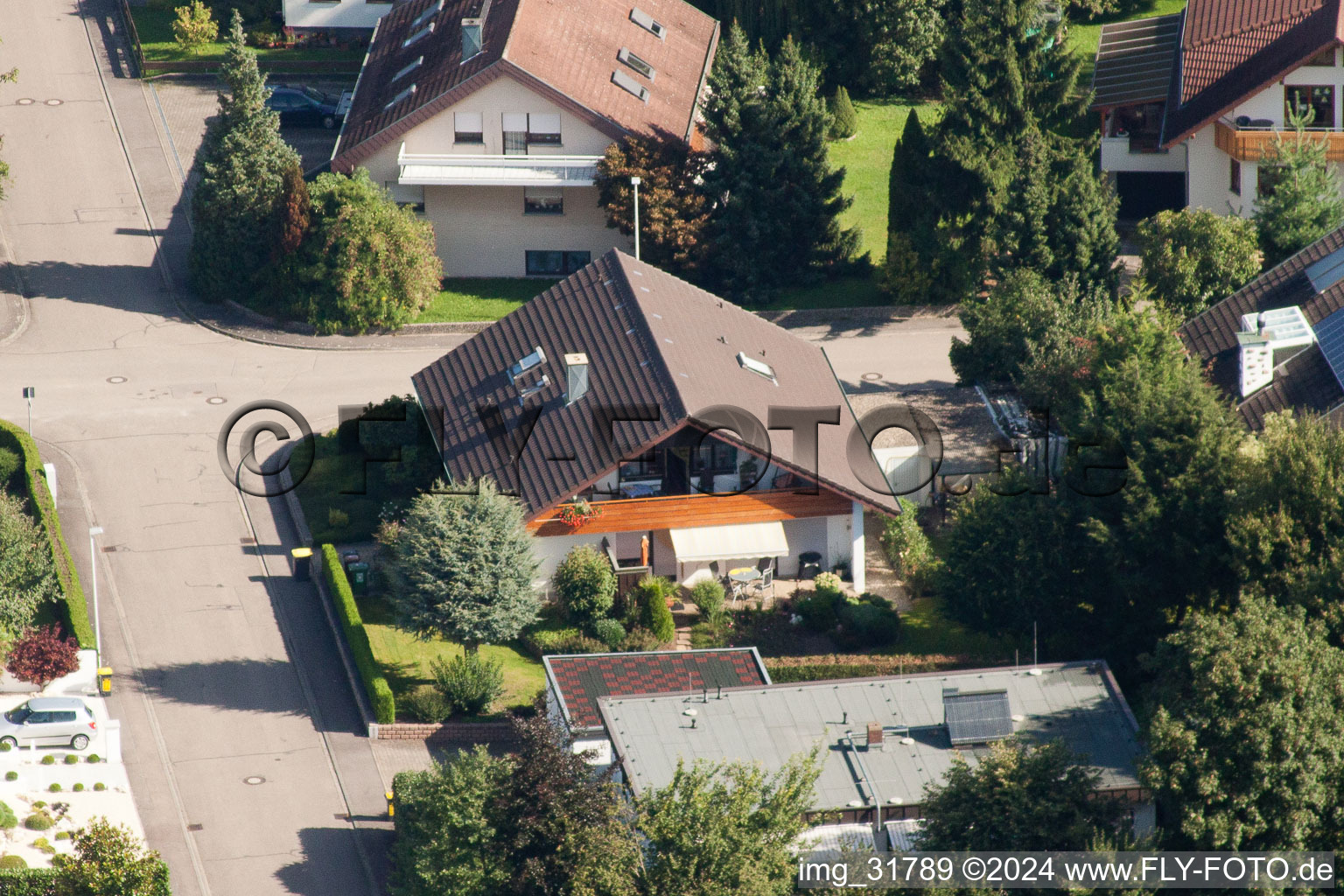 Vue aérienne de Fasanenstr à le quartier Vimbuch in Bühl dans le département Bade-Wurtemberg, Allemagne