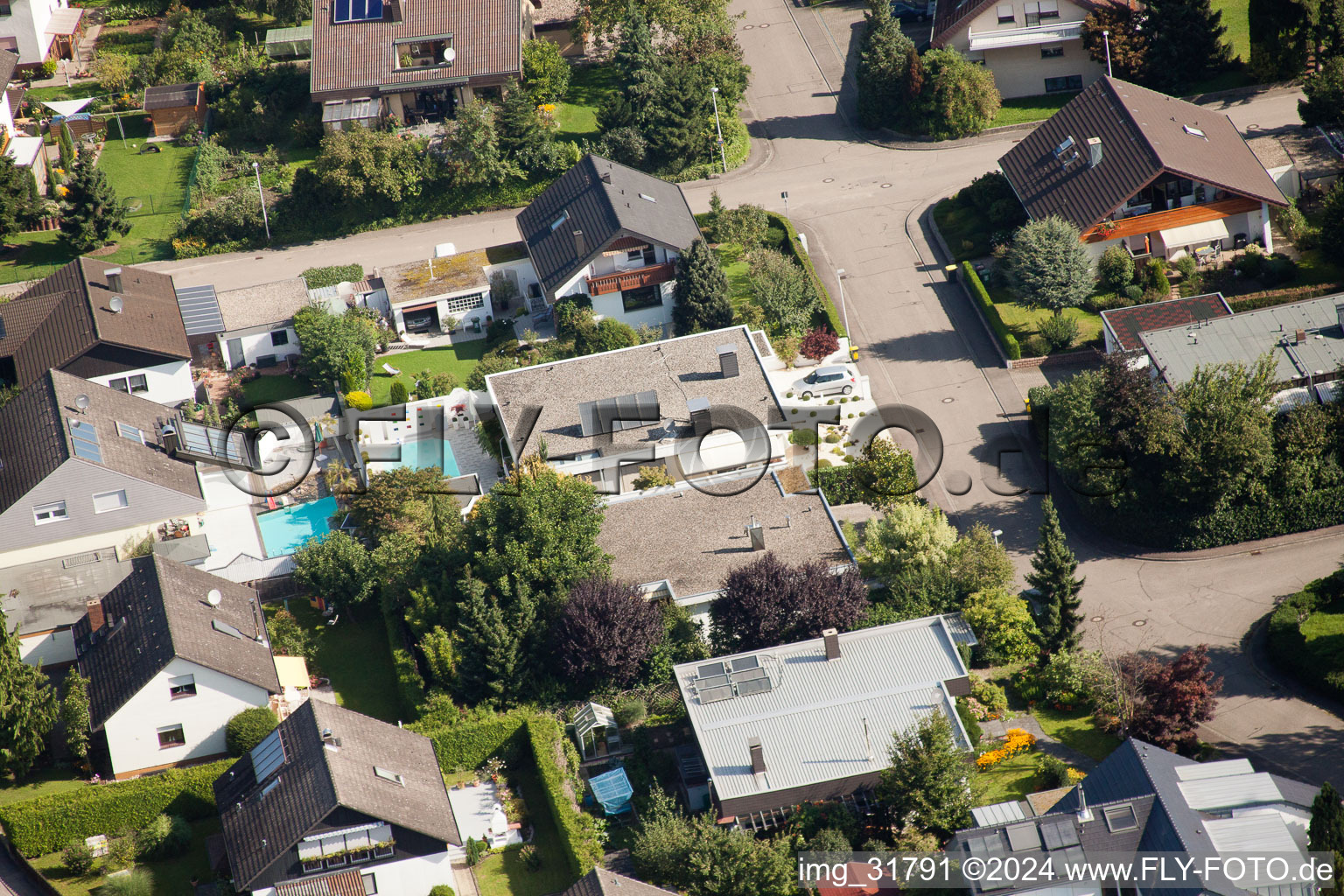 Photographie aérienne de Fasanenstr à le quartier Vimbuch in Bühl dans le département Bade-Wurtemberg, Allemagne