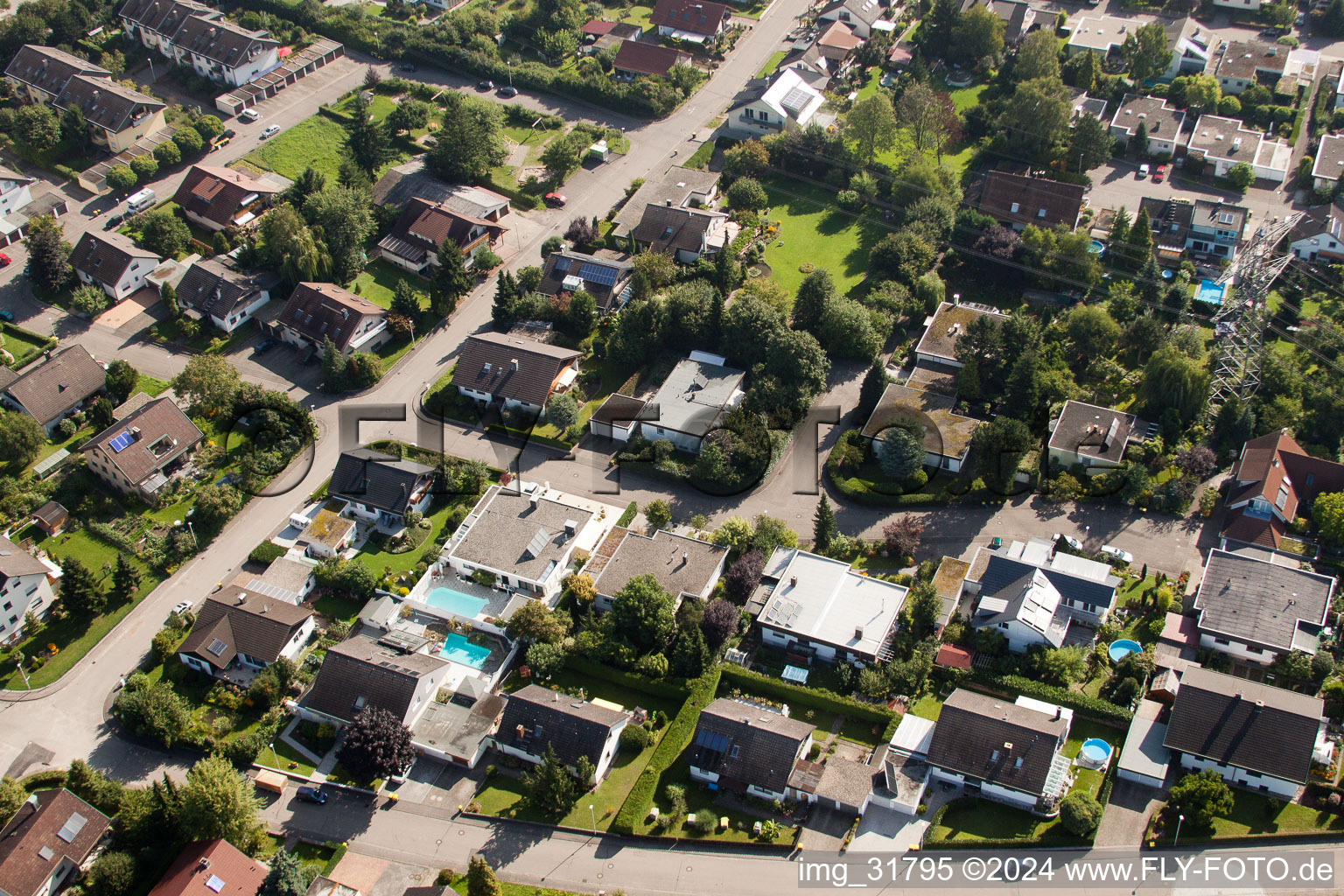 Fasanenstr à le quartier Vimbuch in Bühl dans le département Bade-Wurtemberg, Allemagne vue d'en haut