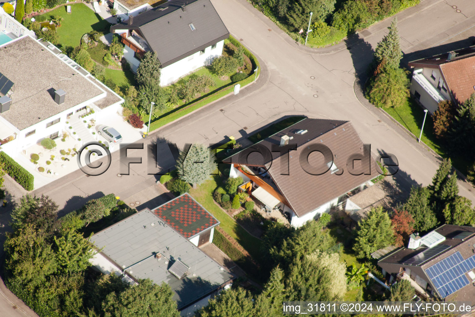 Vue aérienne de Fasanenstr à le quartier Vimbuch in Bühl dans le département Bade-Wurtemberg, Allemagne