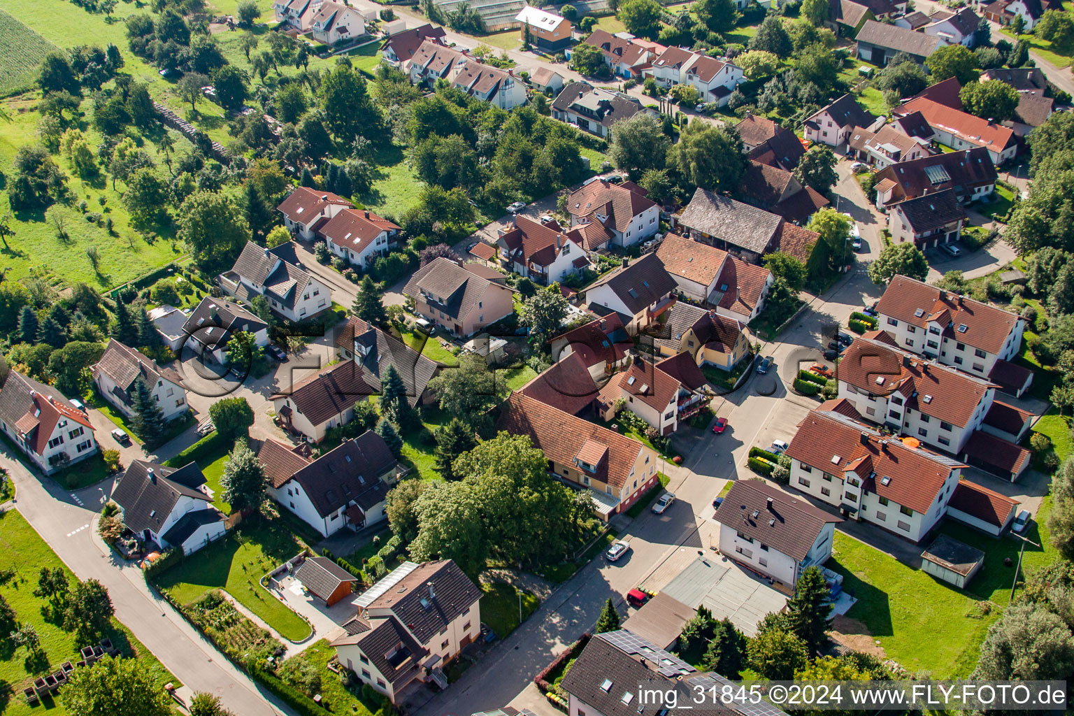 Vue aérienne de Hofmattstr à le quartier Halberstung in Sinzheim dans le département Bade-Wurtemberg, Allemagne