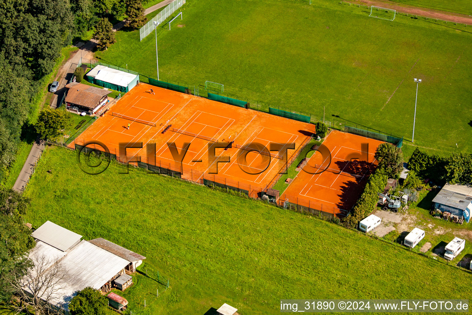 Vue aérienne de Club de tennis à le quartier Rauental in Rastatt dans le département Bade-Wurtemberg, Allemagne