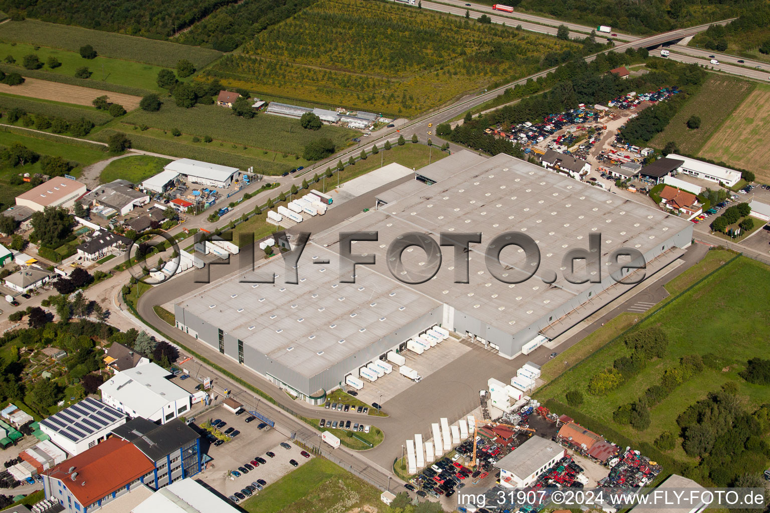 Vue aérienne de Zone industrielle du Schleifweg à Muggensturm dans le département Bade-Wurtemberg, Allemagne