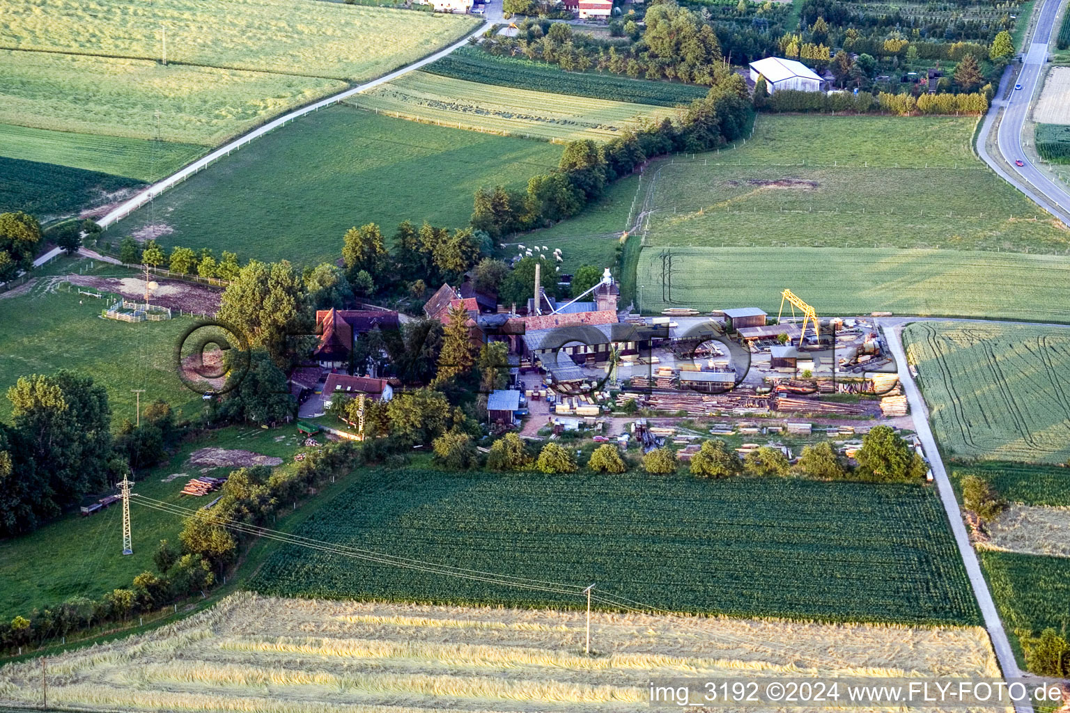 Vue aérienne de Schaidter Mühle point de départ O à le quartier Schaidt in Wörth am Rhein dans le département Rhénanie-Palatinat, Allemagne