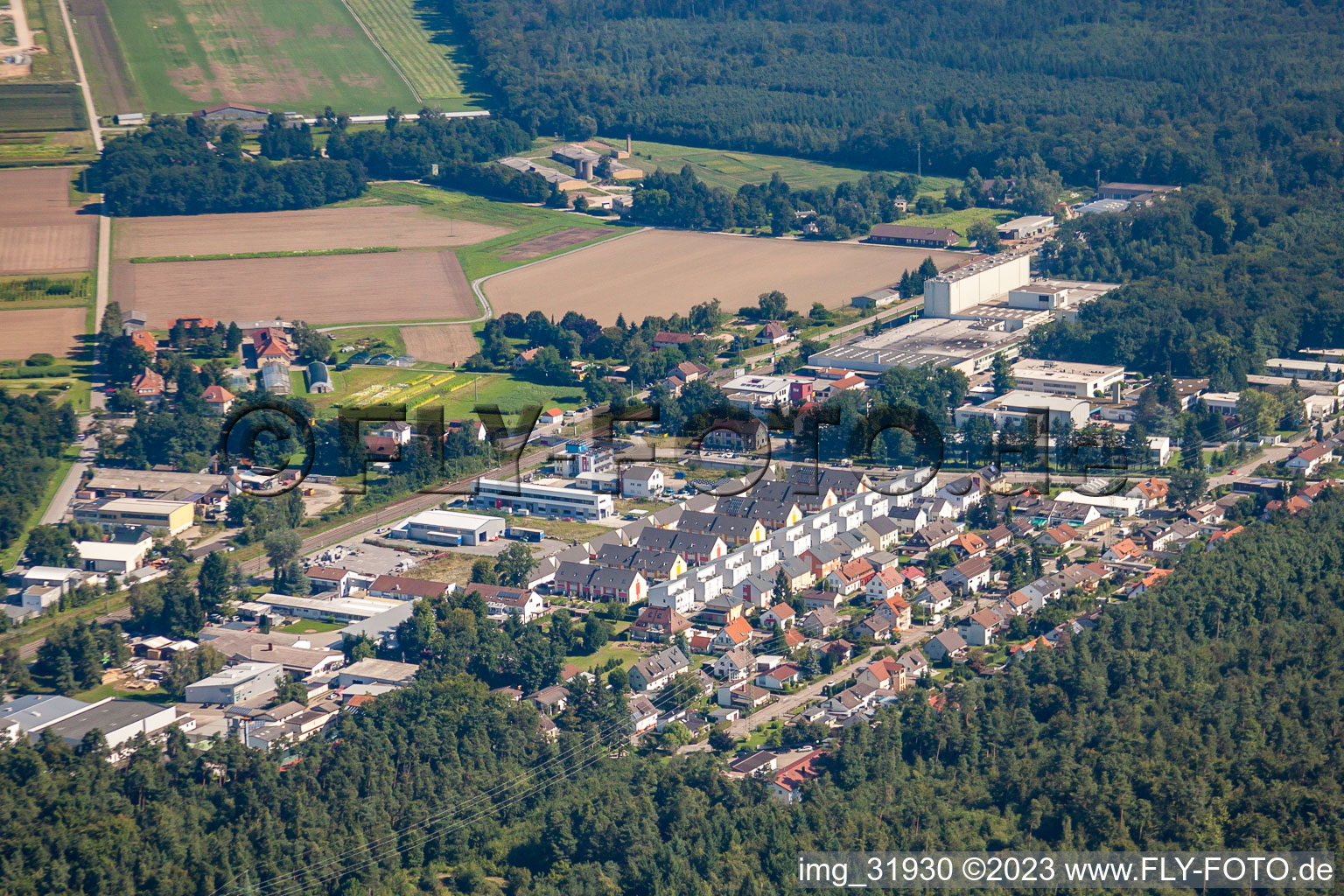 Vue aérienne de Quartier Silberstreifen in Rheinstetten dans le département Bade-Wurtemberg, Allemagne