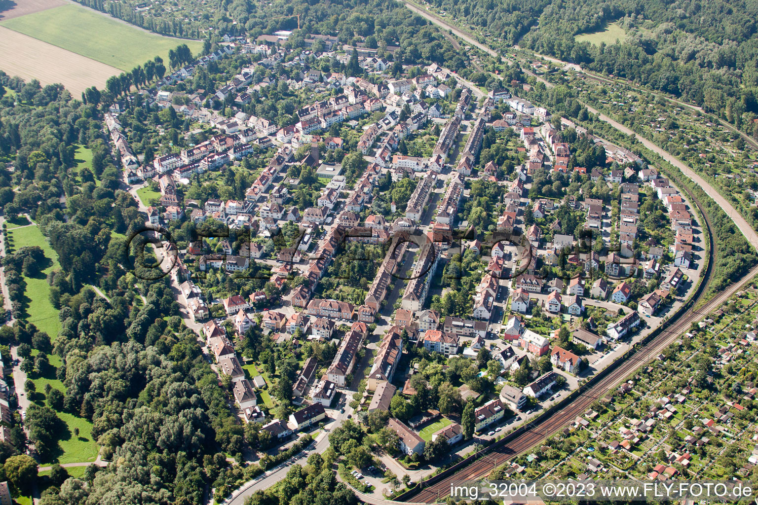 Vue oblique de Dammerstock à le quartier Weiherfeld-Dammerstock in Karlsruhe dans le département Bade-Wurtemberg, Allemagne