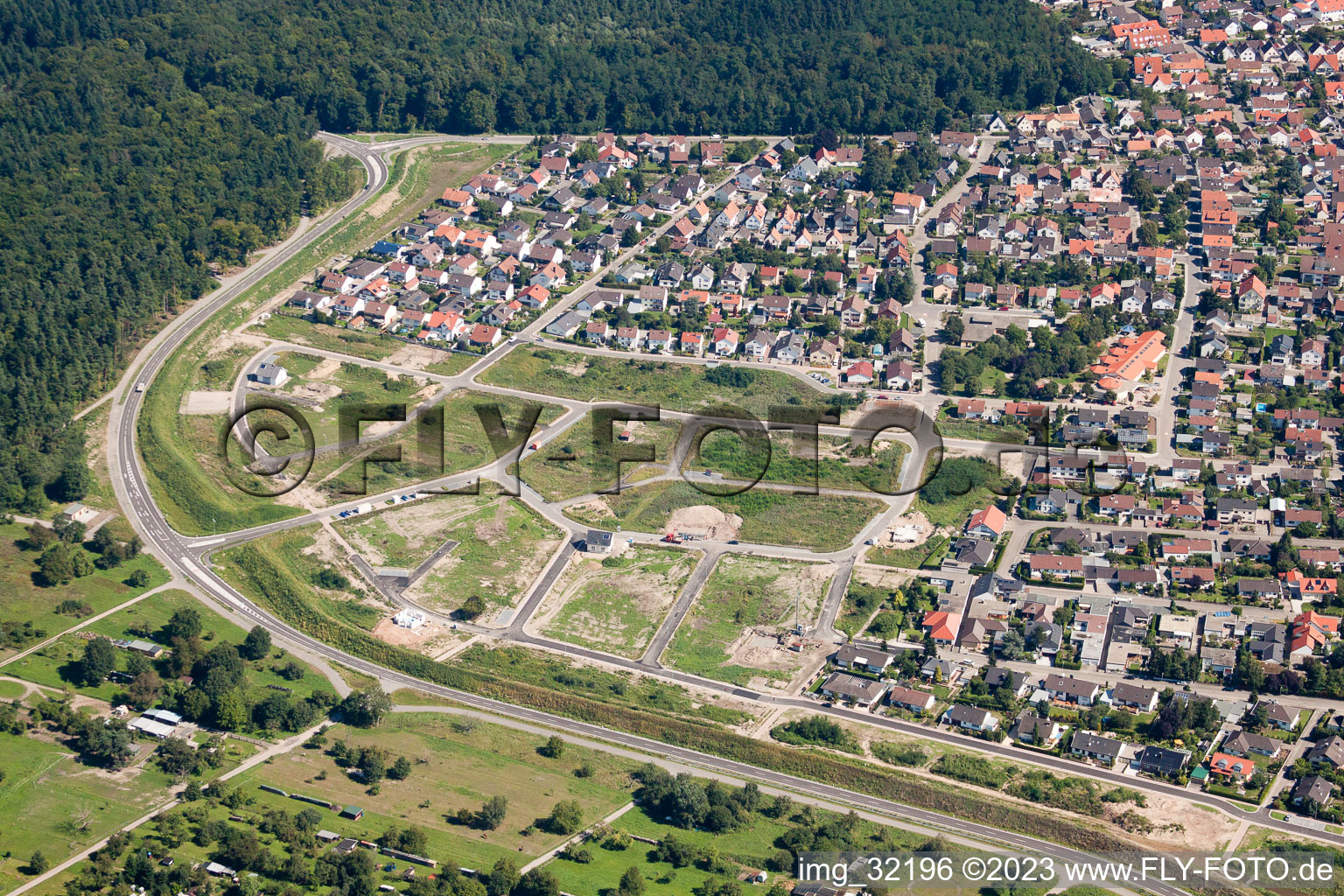 Vue aérienne de Nouvelle zone de développement W à Jockgrim dans le département Rhénanie-Palatinat, Allemagne