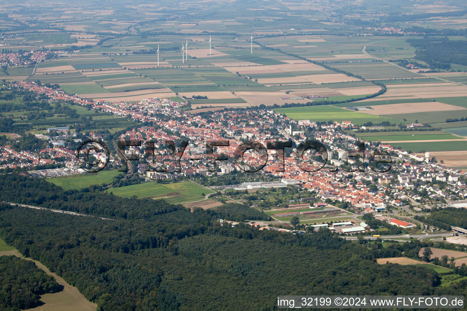 Du sud-est à Kandel dans le département Rhénanie-Palatinat, Allemagne vu d'un drone